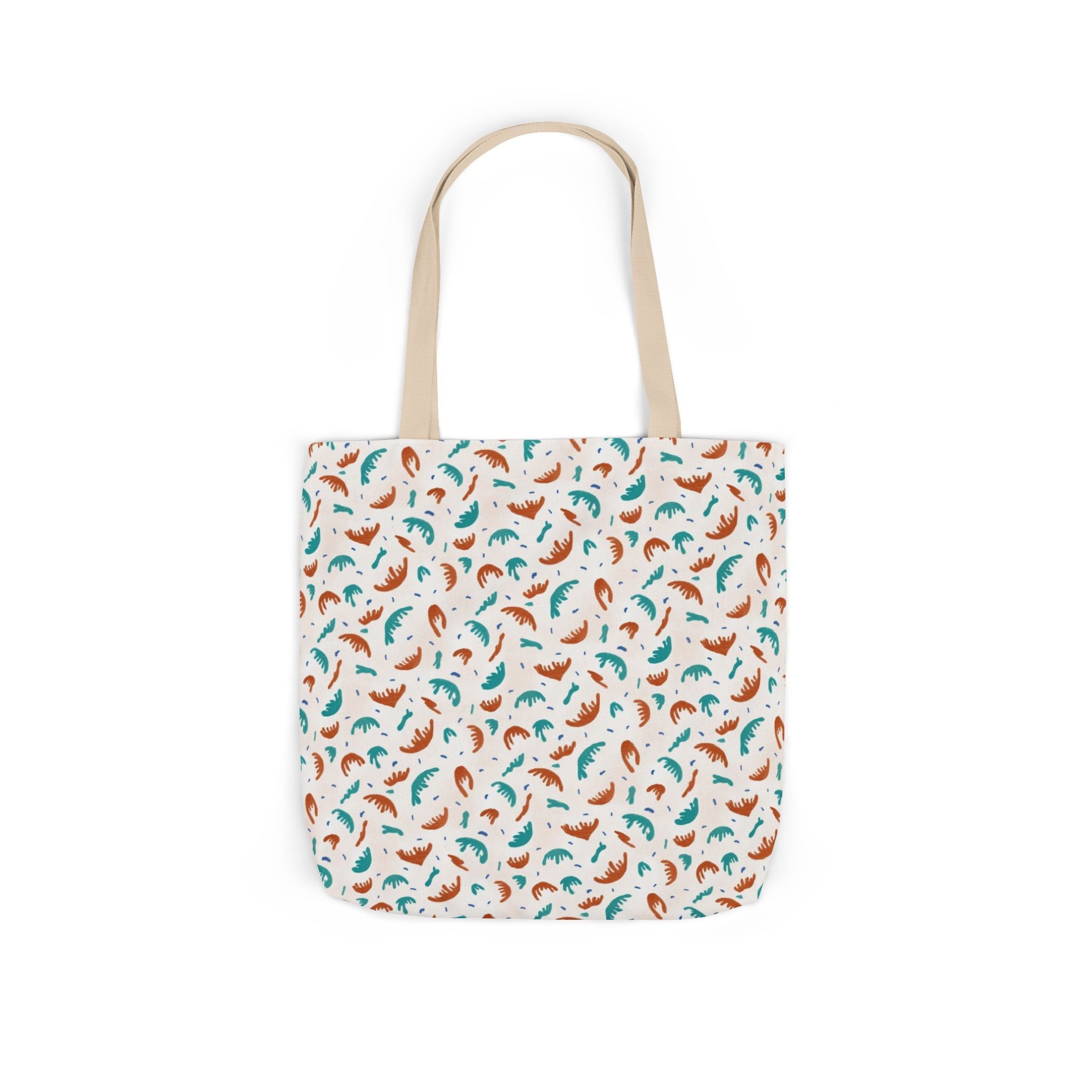 Abstract Hand Designed Print Canvas Tote Bag, 5-Color Straps Printify