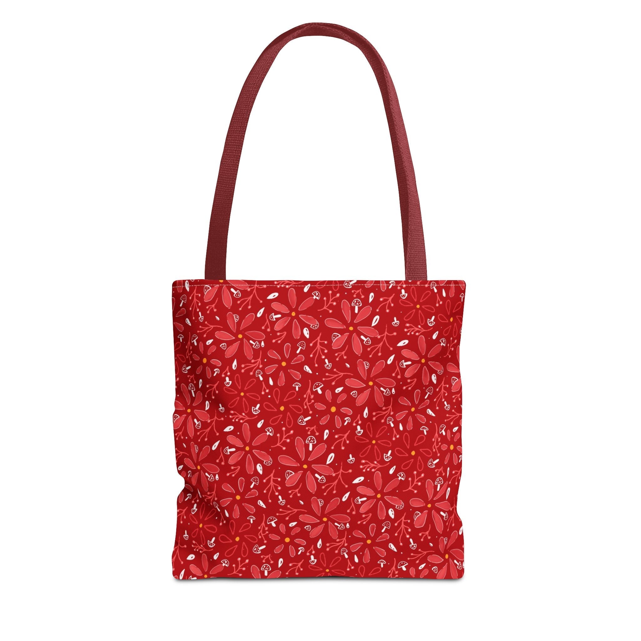 Red Flower with Mini Mushroom Tote Bag (AOP) Printify