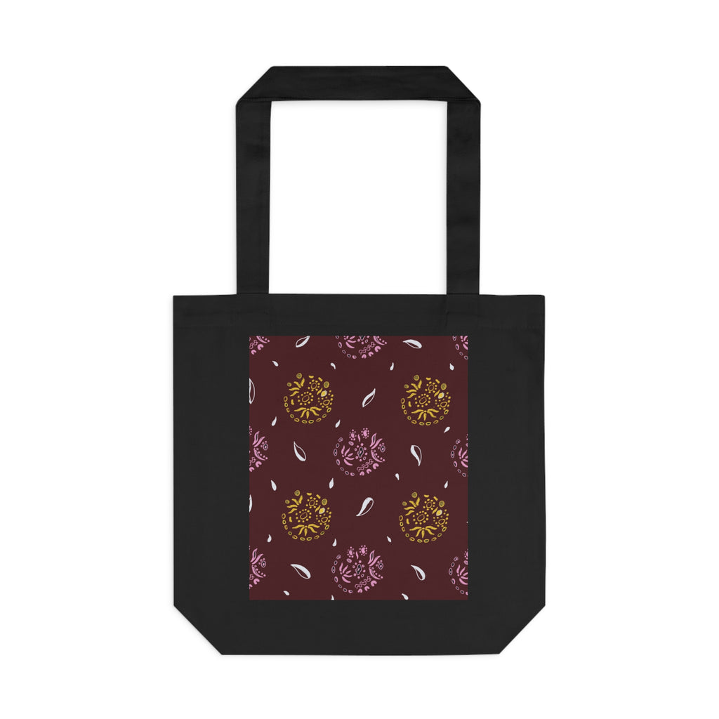 Maroon Abstract Cotton Tote Bag