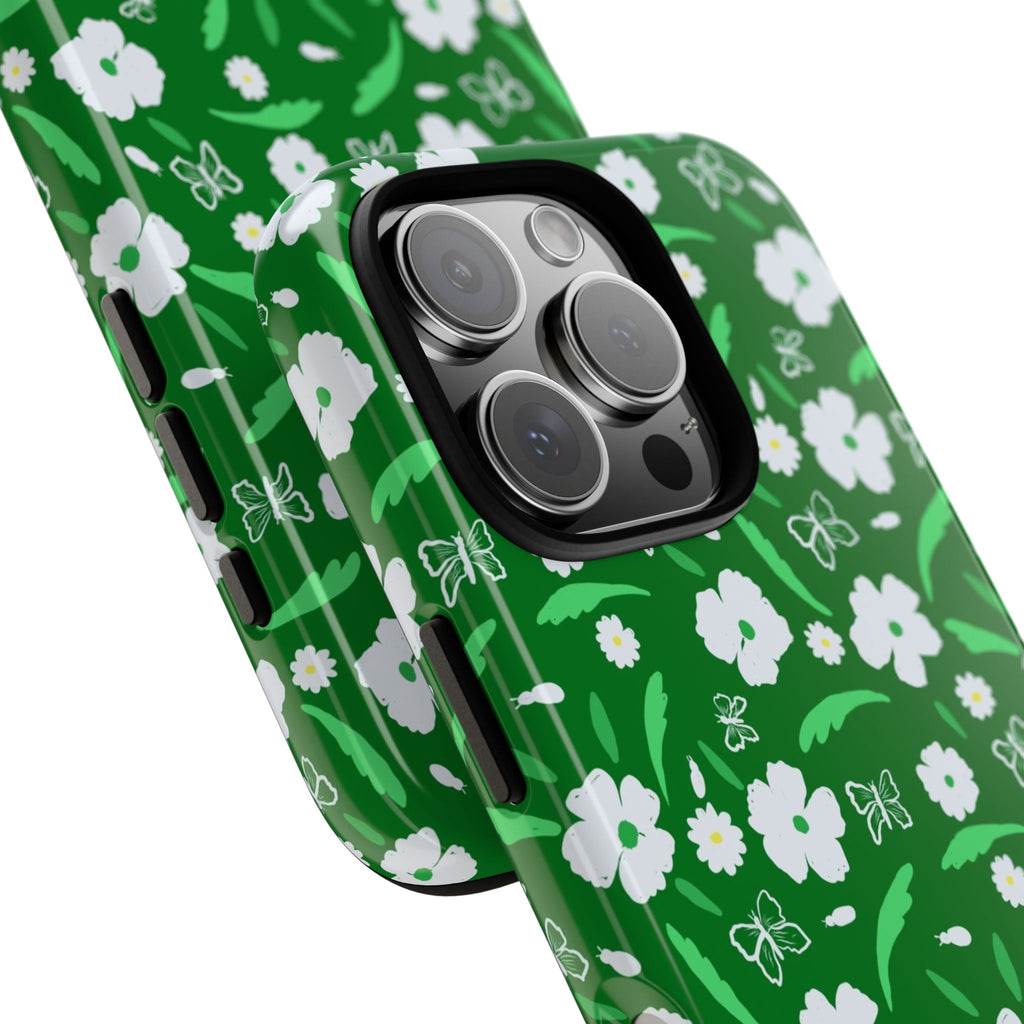 Green Meets White Flora Hand Designed Prints Tough Cases Printify