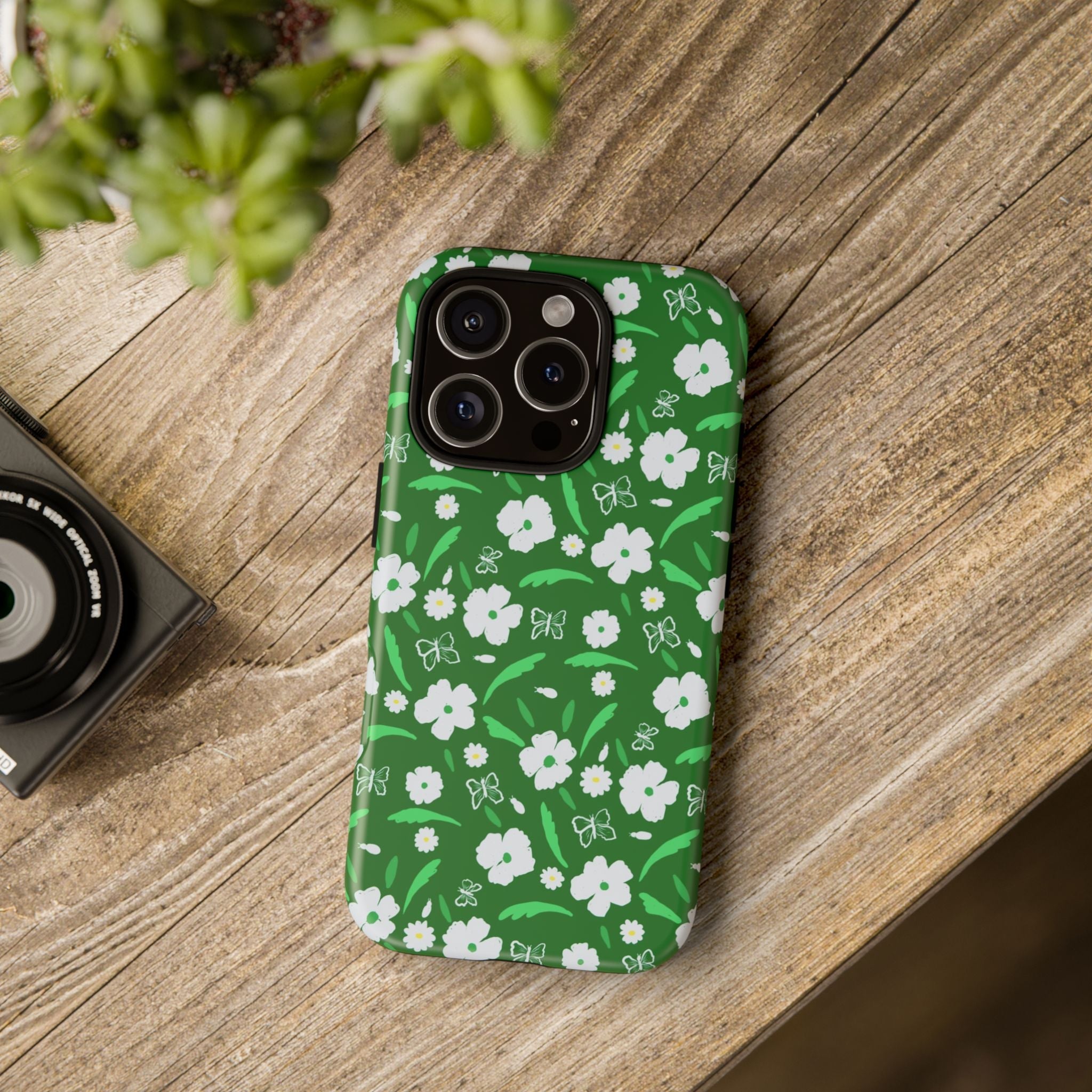 Green Meets White Flora Hand Designed Prints Tough Cases Printify