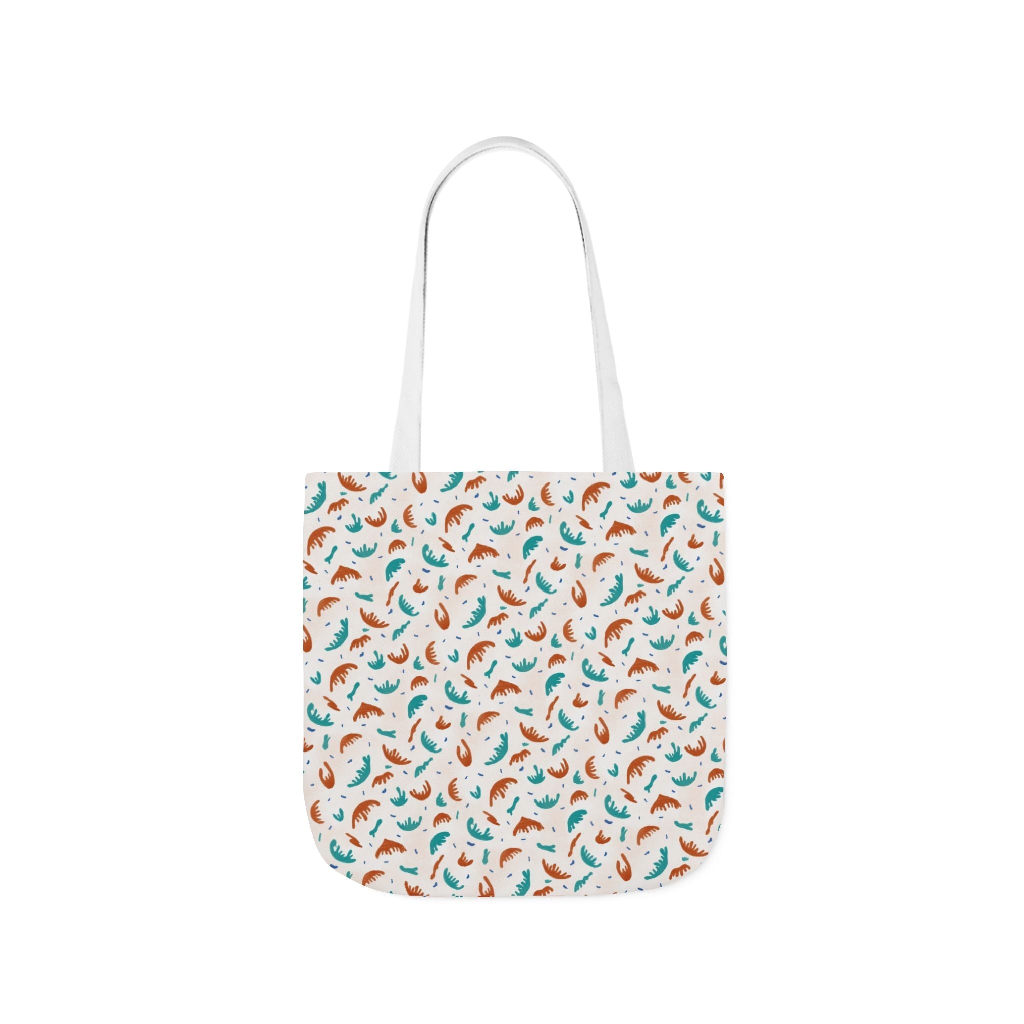 Abstract Hand Designed Print Canvas Tote Bag, 5-Color Straps Printify