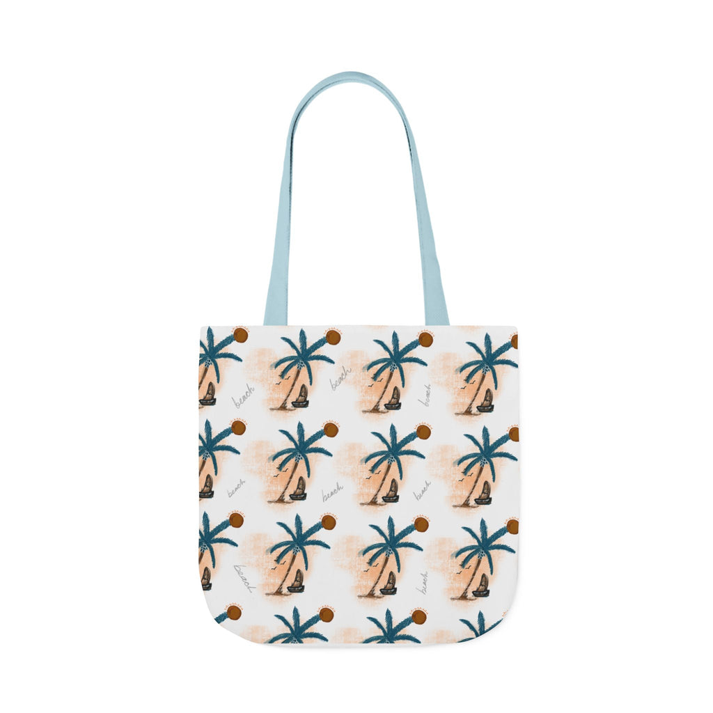 Beach Hand Drawn Art Canvas Tote Bag, 5-Color Straps Printify