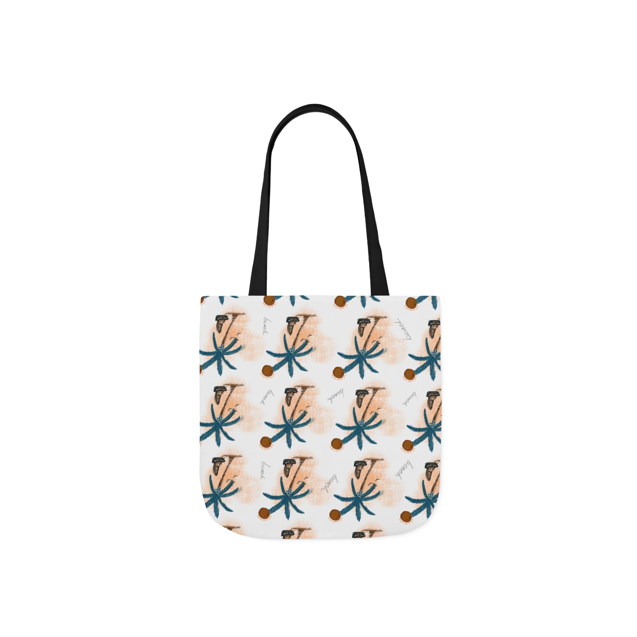 Beach Hand Drawn Art Canvas Tote Bag, 5-Color Straps Printify