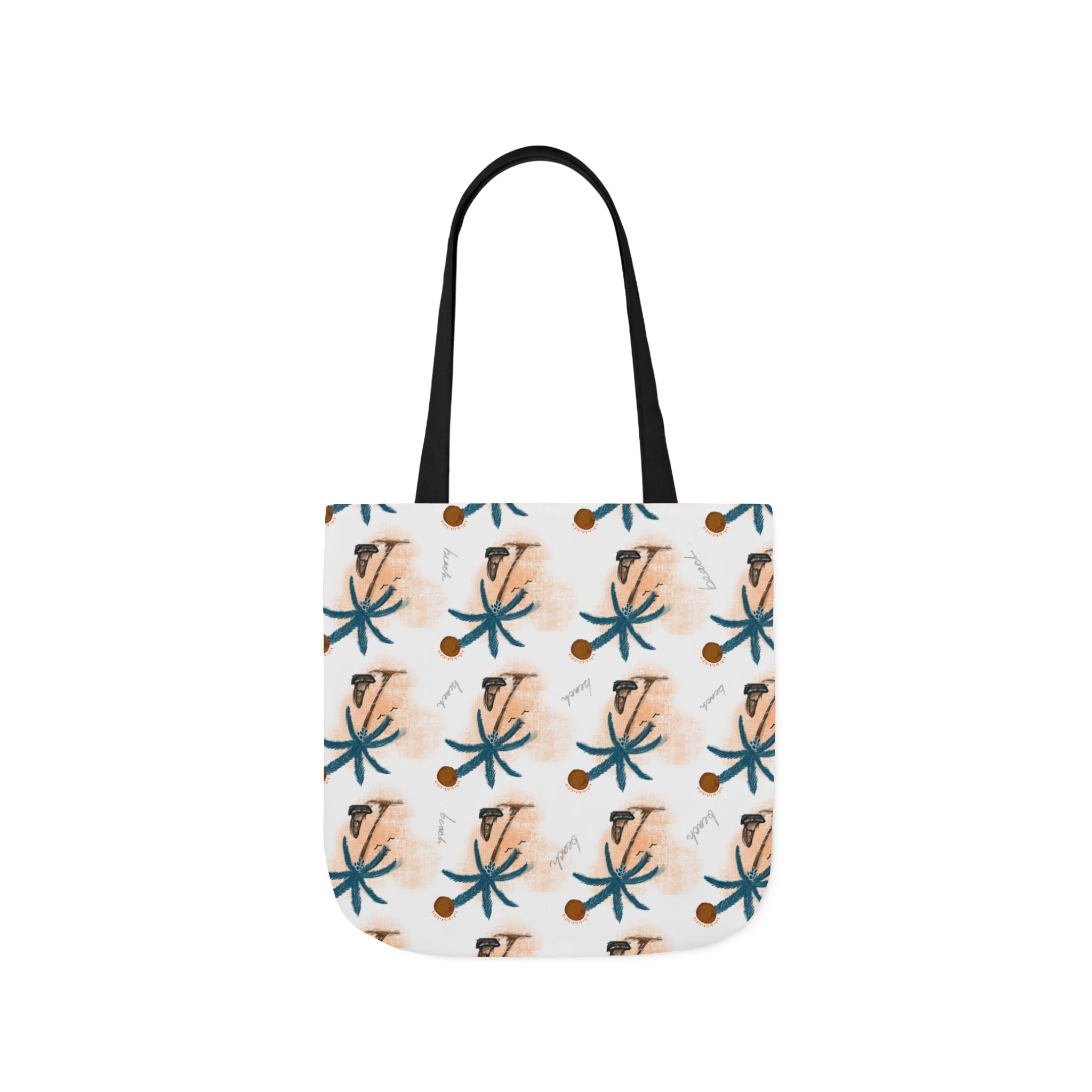 Beach Hand Drawn Art Canvas Tote Bag, 5-Color Straps Printify