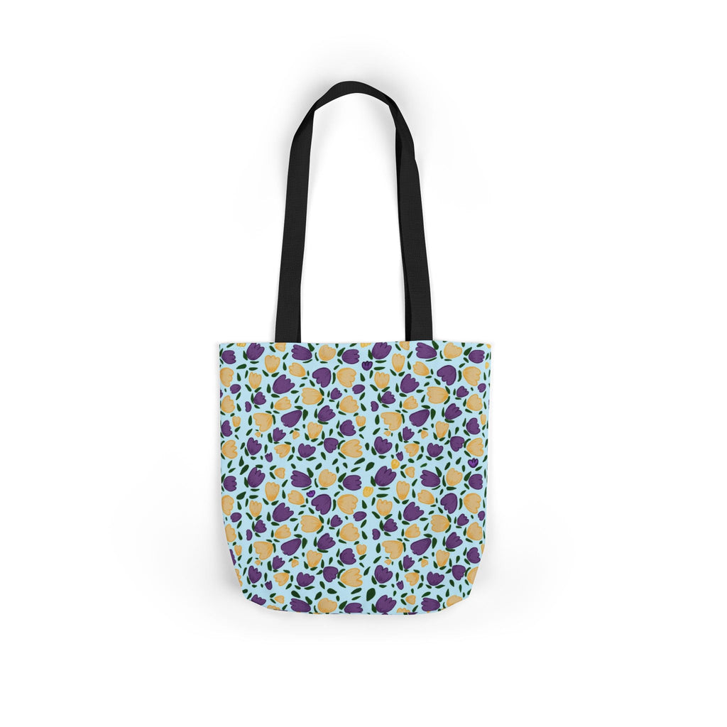 Blue Purple Cute Original Art Wild Flora Canvas Tote Bag, 5-Color Straps Printify