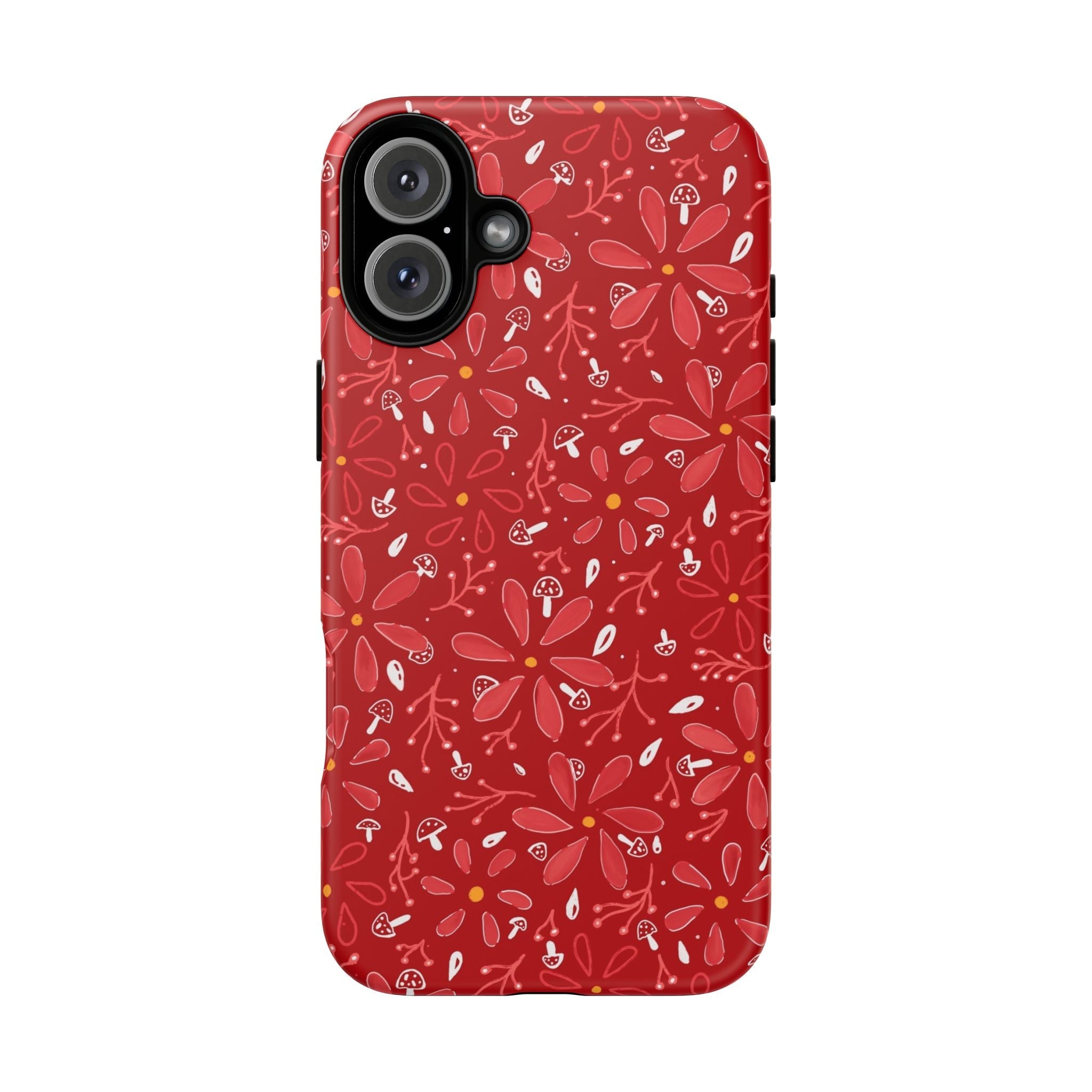 Red Flora Hand Designed Print Tough Cases Printify