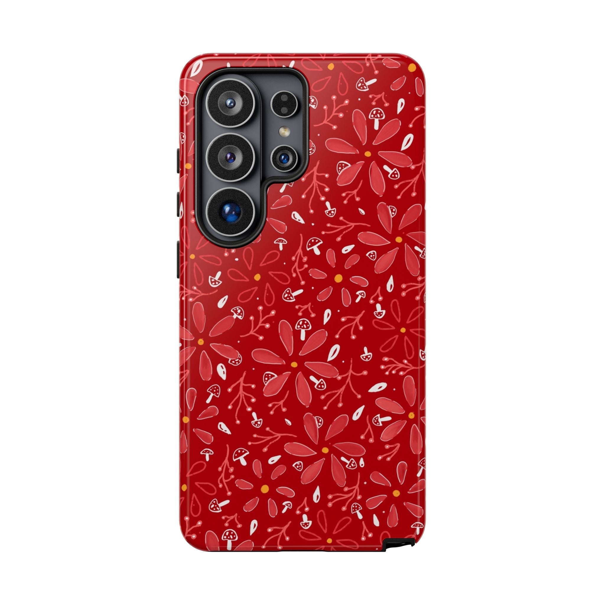 Red Flora Hand Designed Print Tough Cases Printify