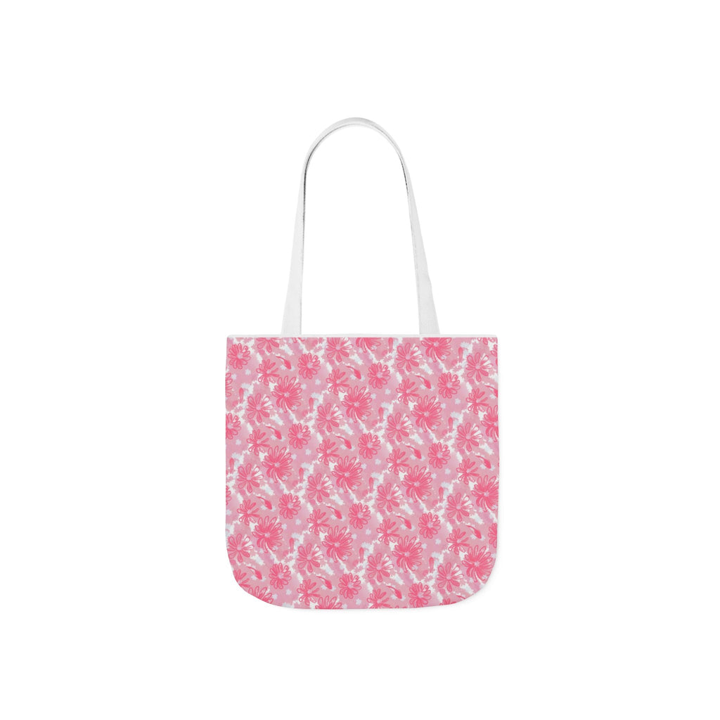 Cute Pink Flora Original Art Canvas Tote Bag, 5-Color Straps Printify