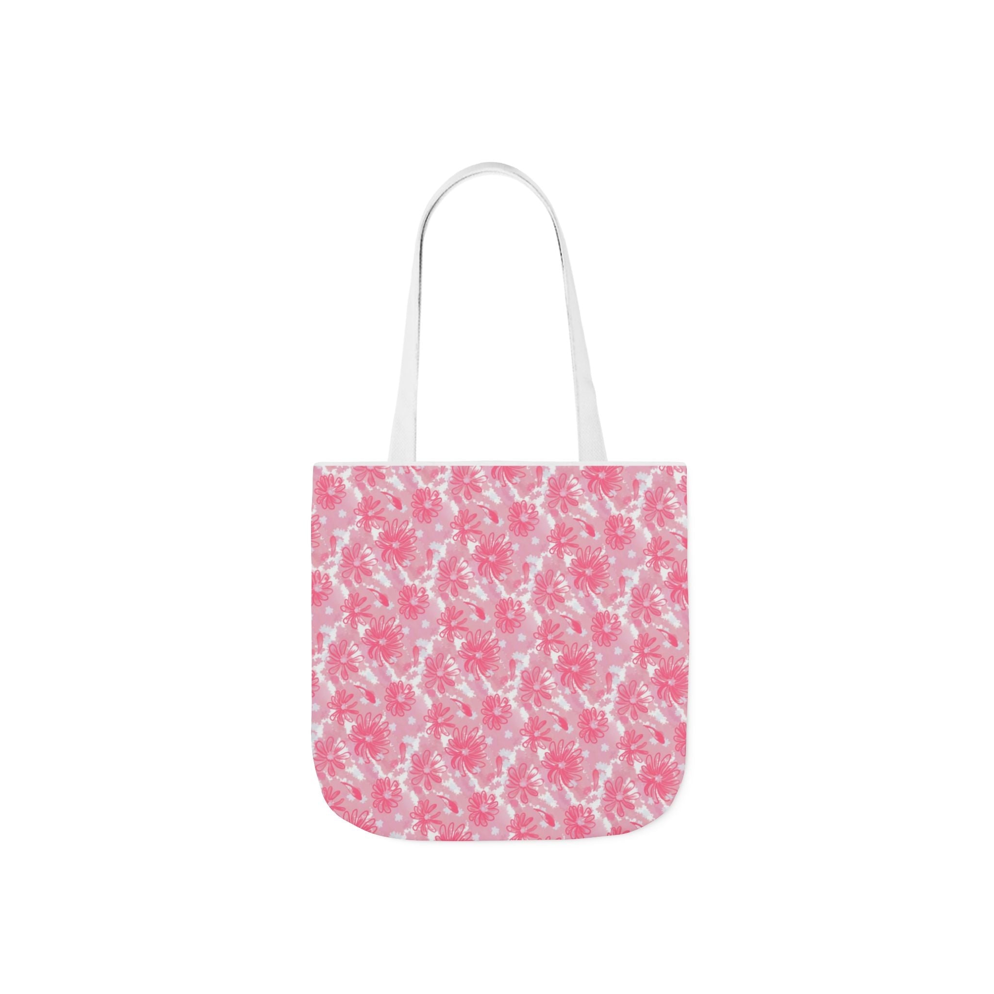 Cute Pink Flora Original Art Canvas Tote Bag, 5-Color Straps Printify