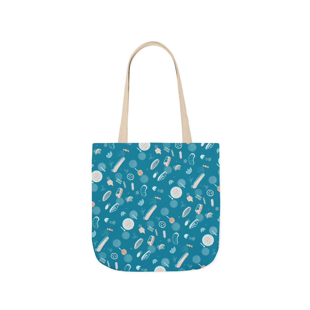 Reusable Snack Hand Drawn Art Print Canvas Tote Bag, 5-Color Straps Printify