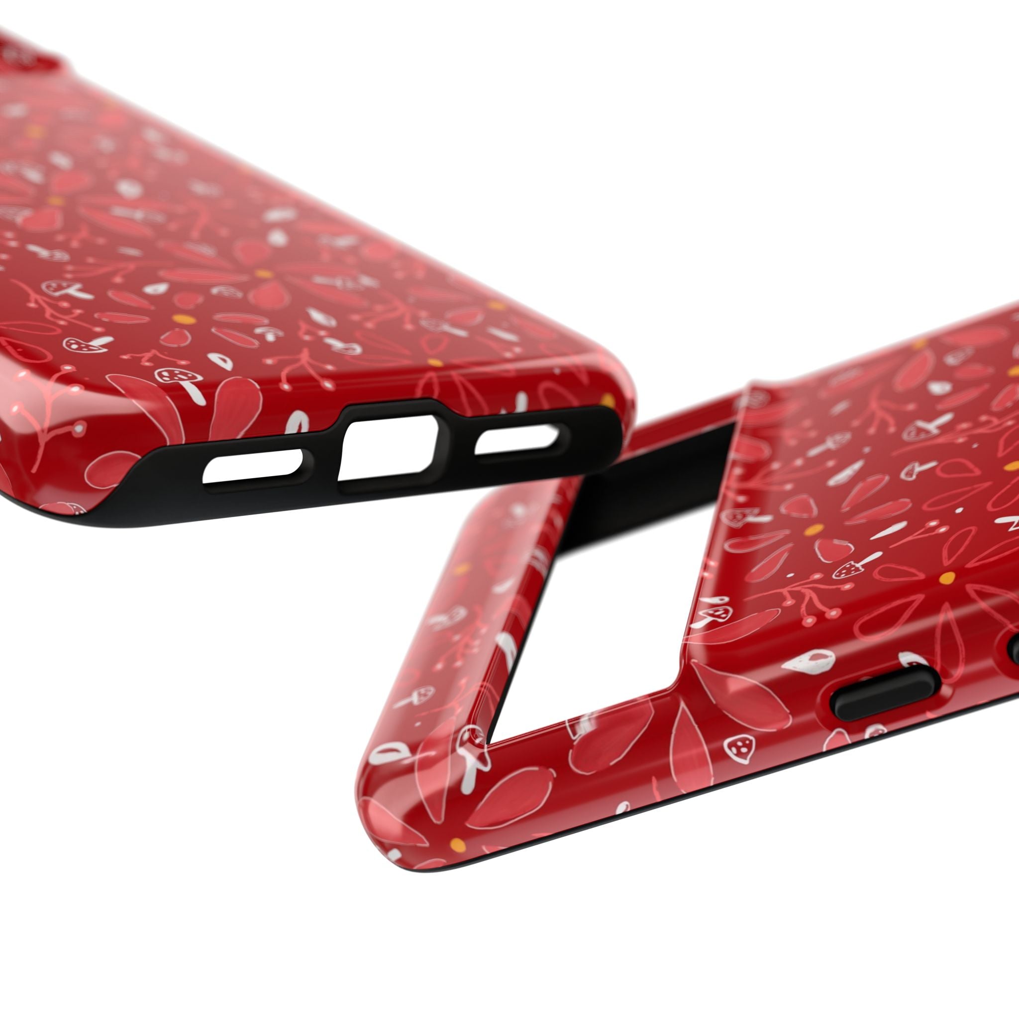 Red Flora Hand Designed Print Tough Cases Printify
