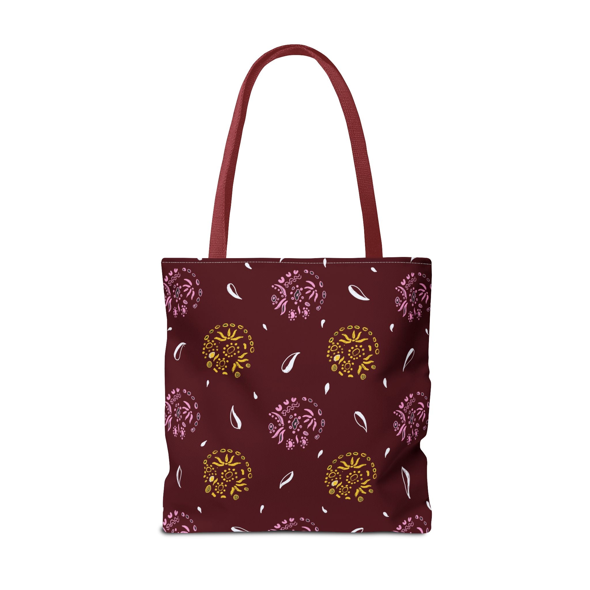 Maroon Abstract Symbol Tote Bag (AOP)