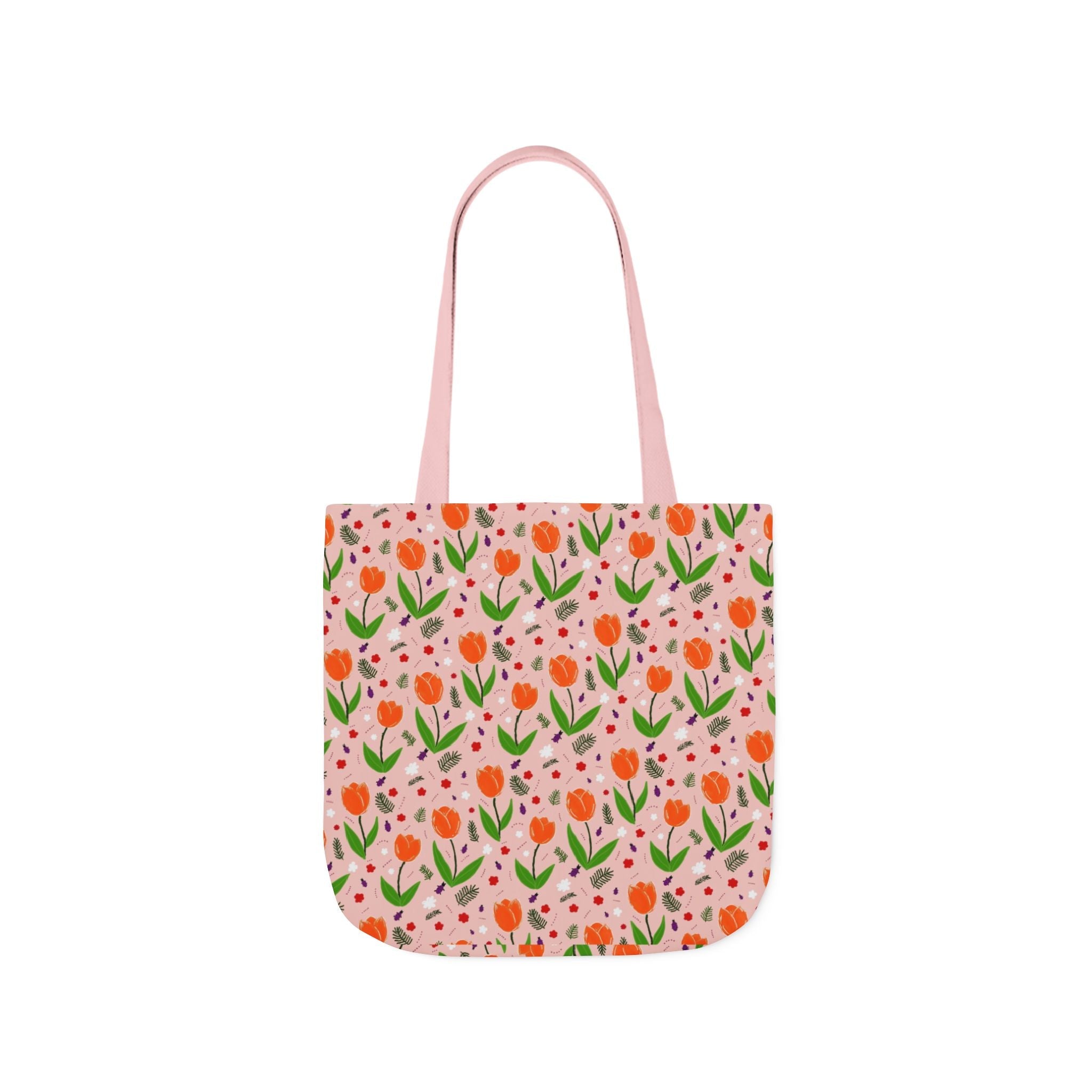 Orange Tulip Hand Designed Art Botanic Canvas Tote Bag, 5-Color Straps Printify