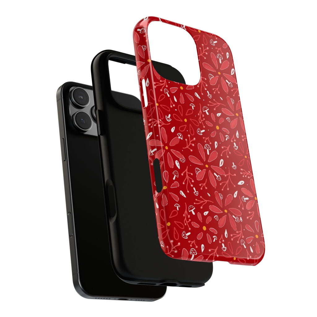 Red Flora Hand Designed Print Tough Cases Printify