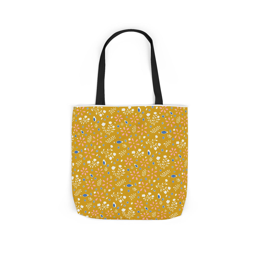 Golden Yellow Botanic Canvas Tote Bag, 5-Color Straps
