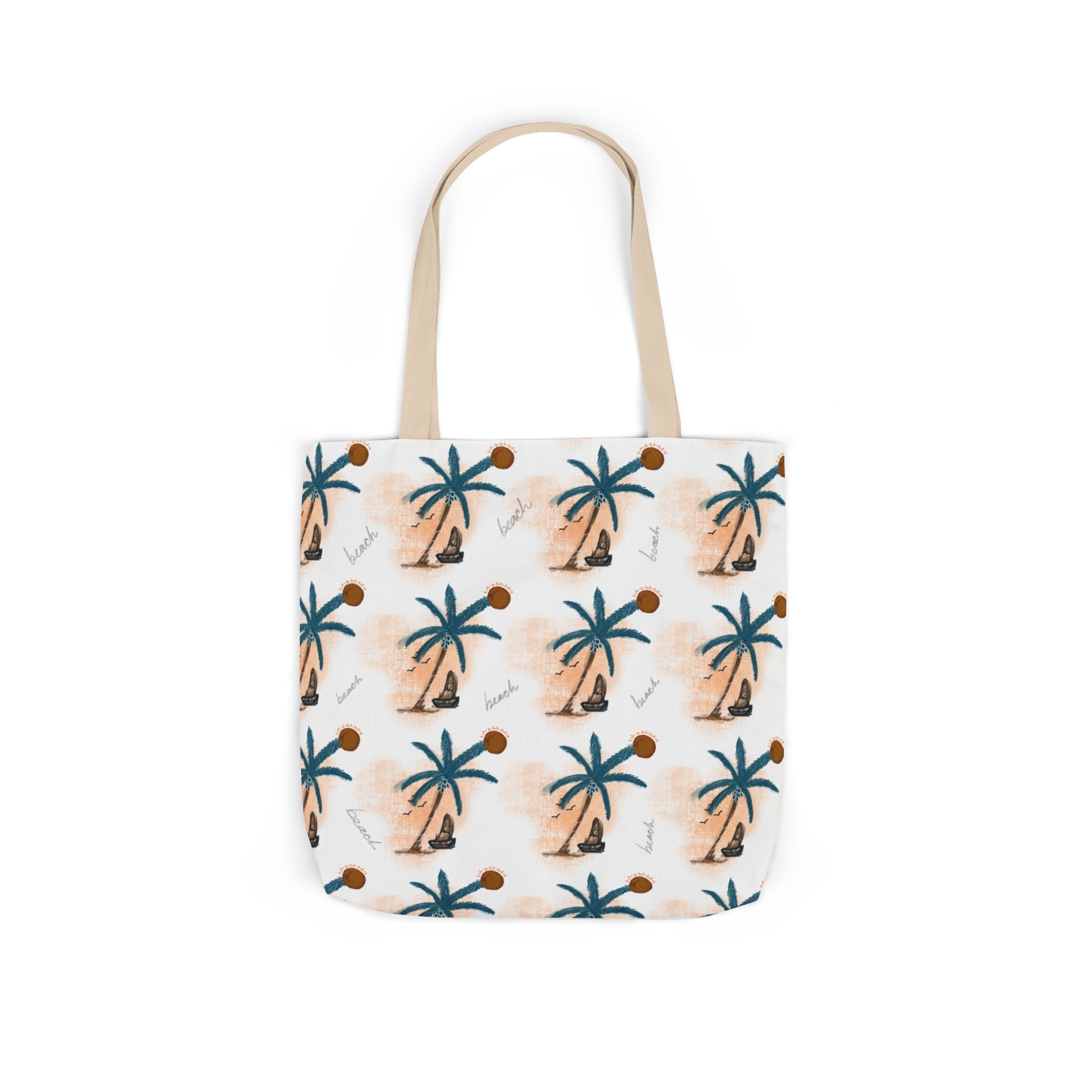 Beach Hand Drawn Art Canvas Tote Bag, 5-Color Straps Printify