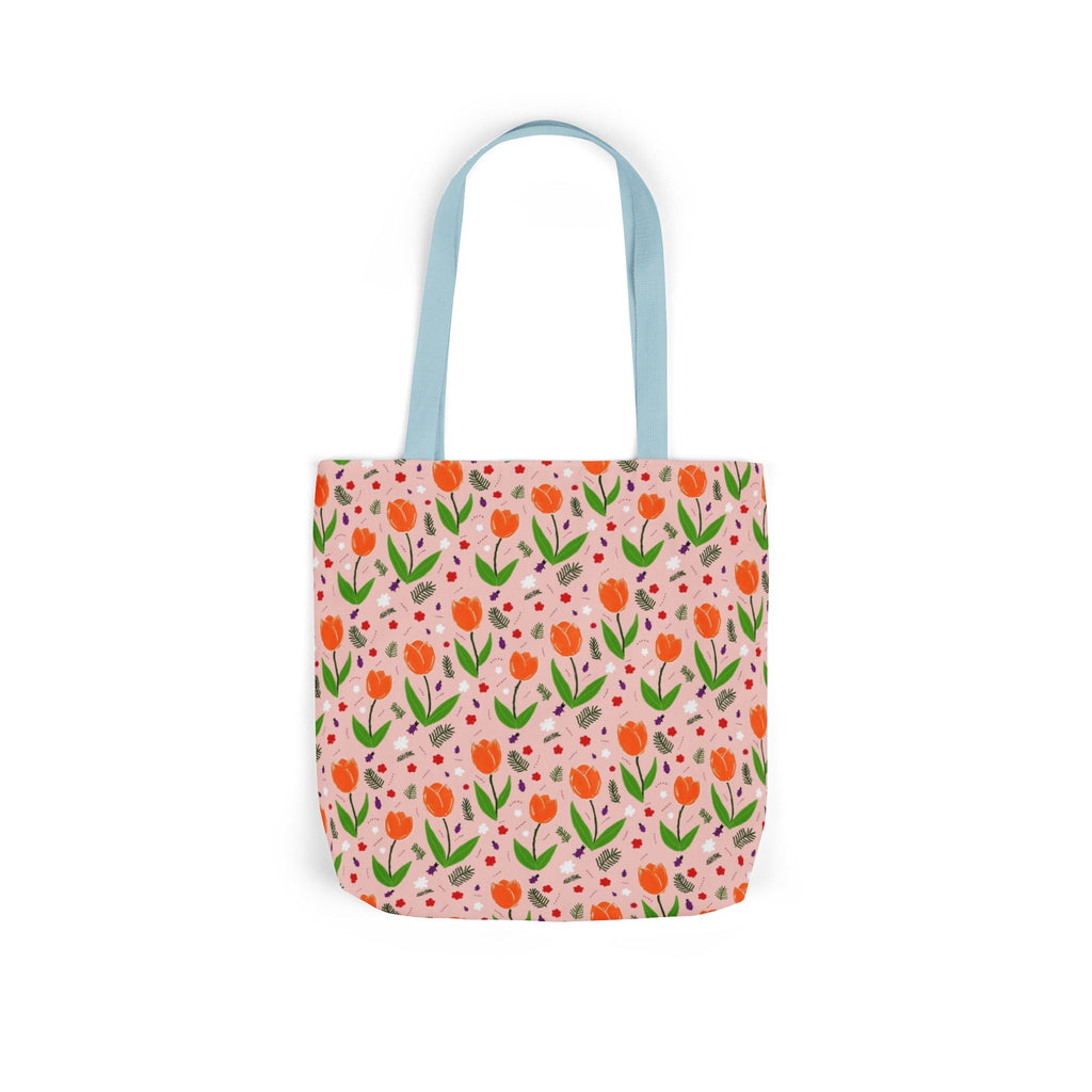 Orange Tulip Hand Designed Art Botanic Canvas Tote Bag, 5-Color Straps Printify