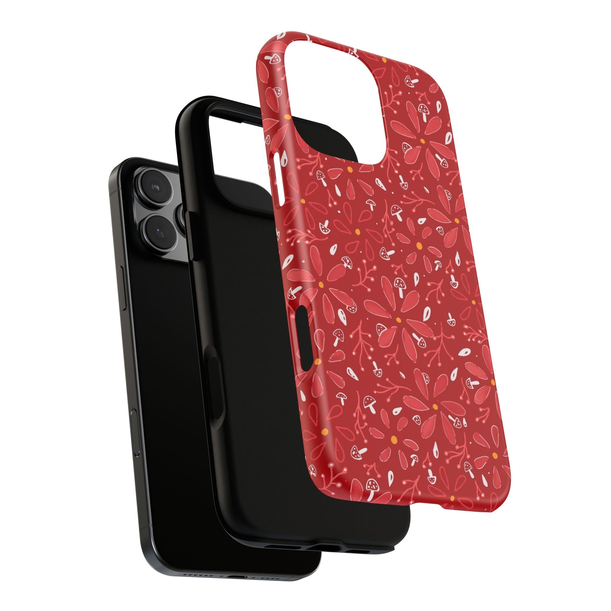 Red Flora Hand Designed Print Tough Cases Printify
