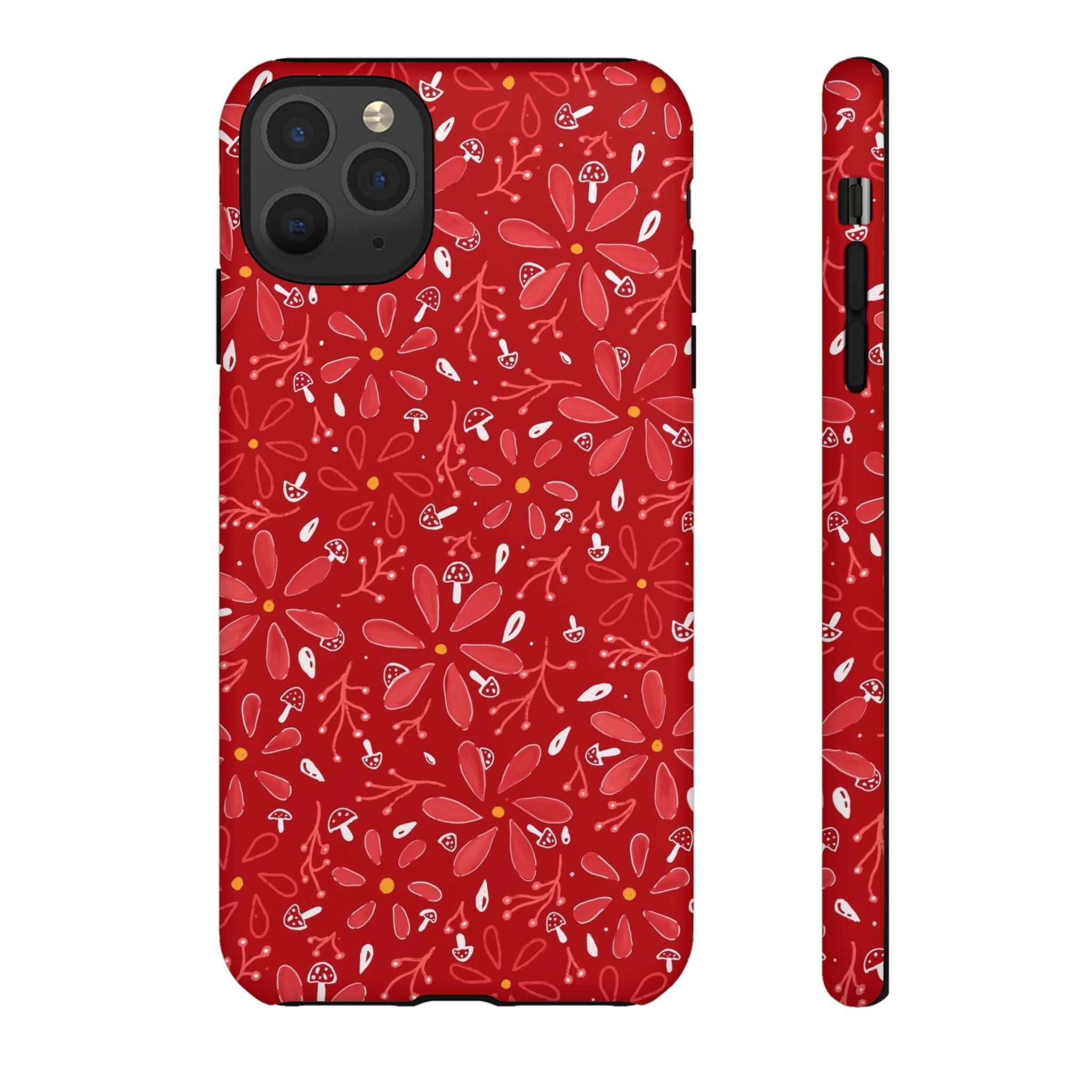 Red Flora Hand Designed Print Tough Cases Printify