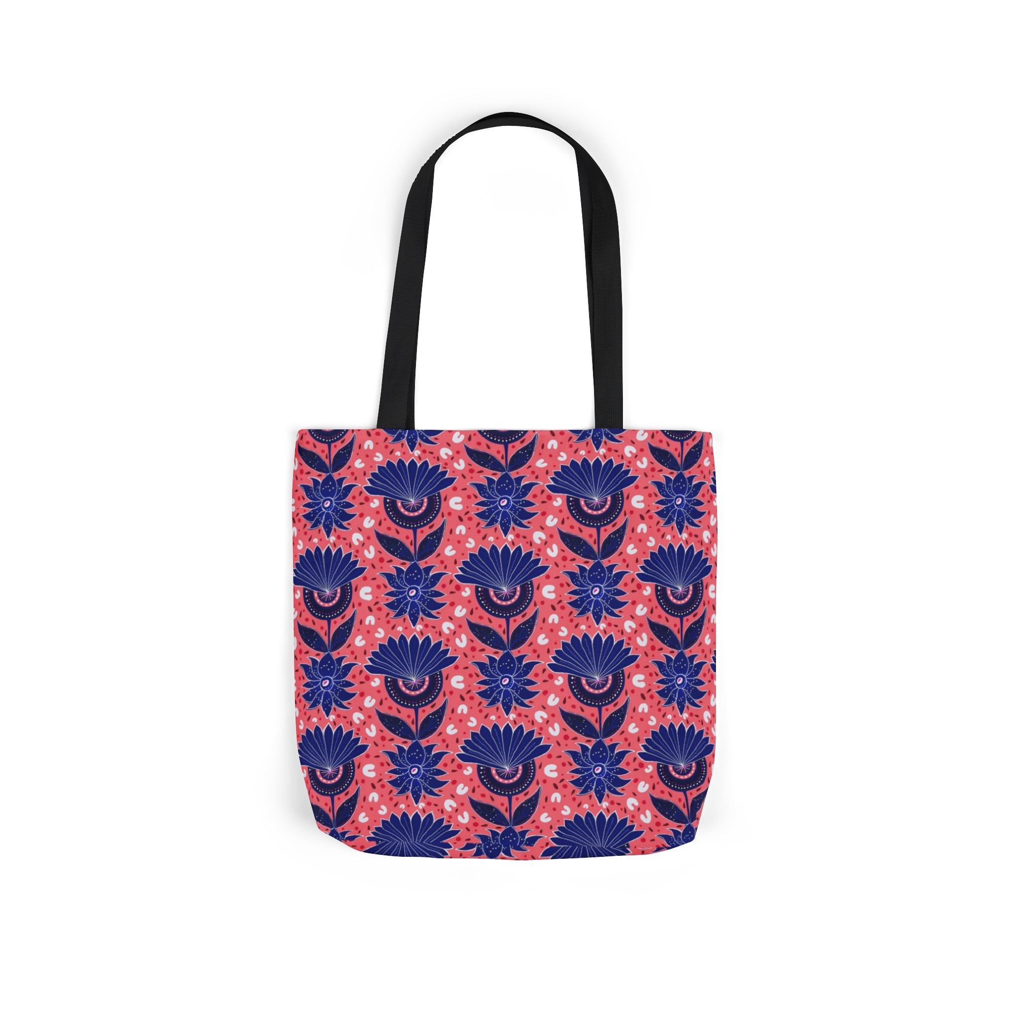 Blue Pink Botanic Canvas Tote Bag, 5-Color Straps Printify