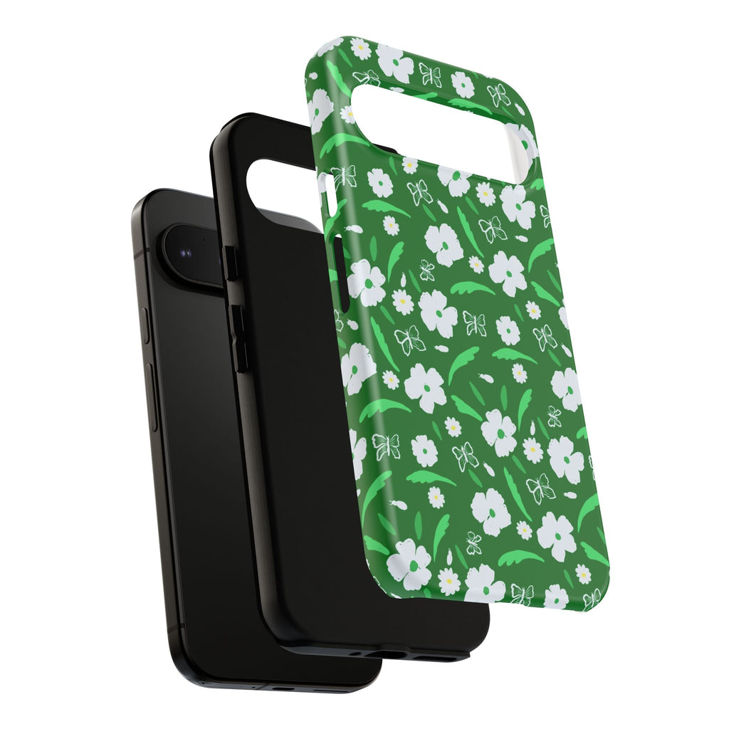 Green Meets White Flora Hand Designed Prints Tough Cases Printify
