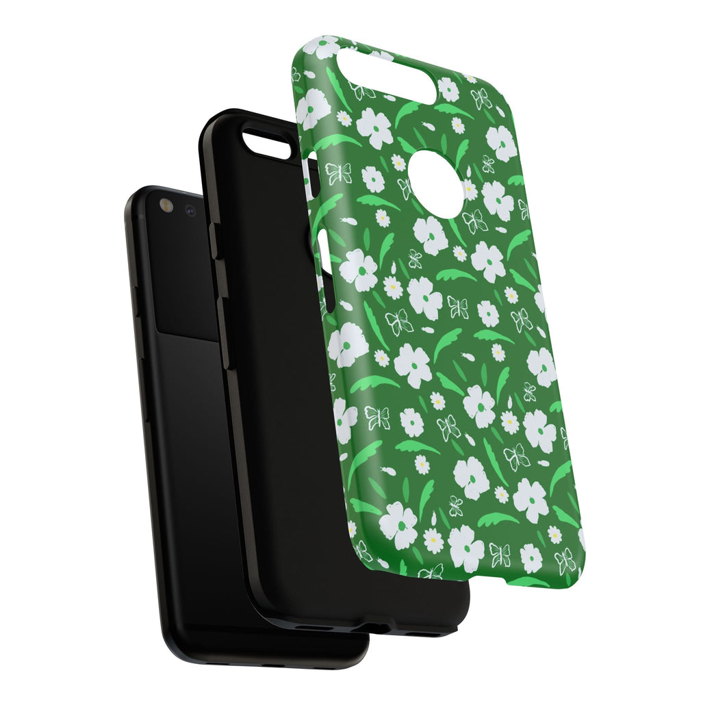 Green Meets White Flora Hand Designed Prints Tough Cases Printify