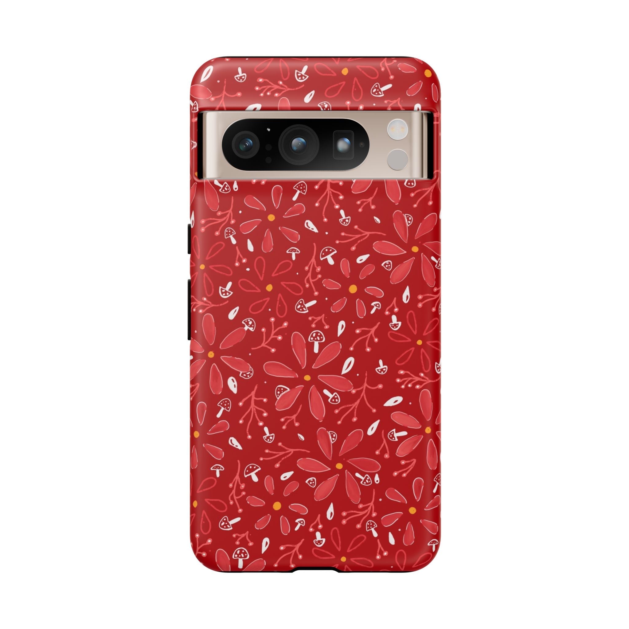 Red Flora Hand Designed Print Tough Cases Printify