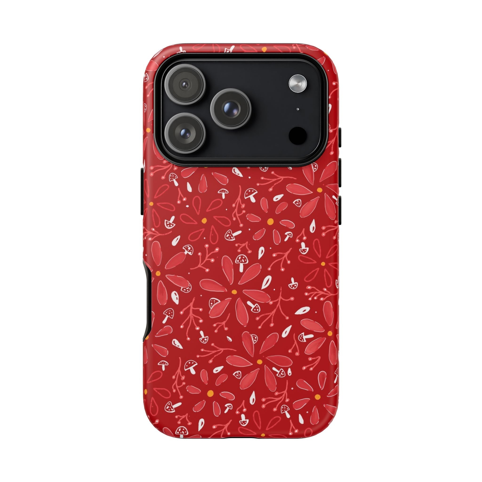 Red Flora Hand Designed Print Tough Cases Printify
