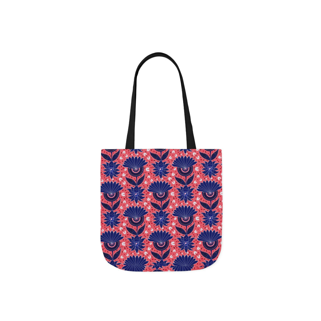 Blue Pink Botanic Canvas Tote Bag, 5-Color Straps Printify