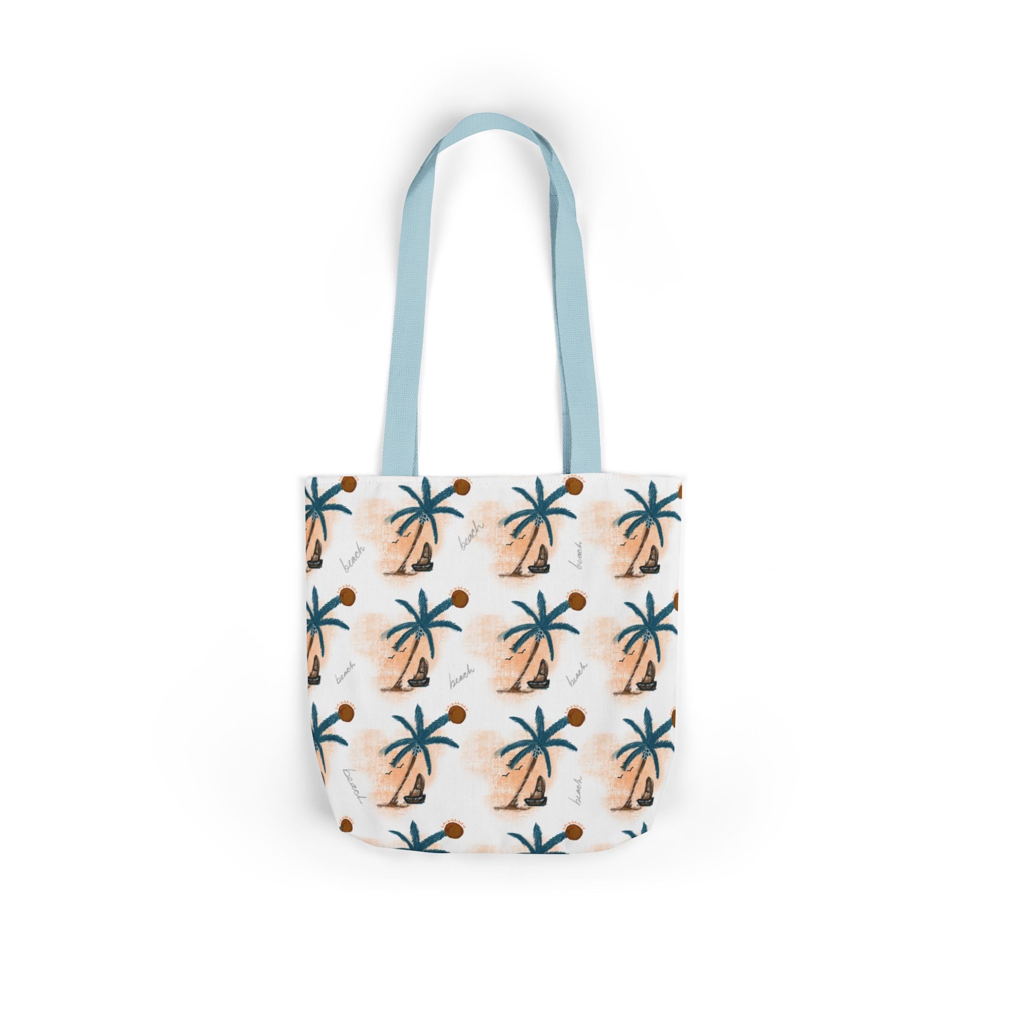 Beach Hand Drawn Art Canvas Tote Bag, 5-Color Straps Printify