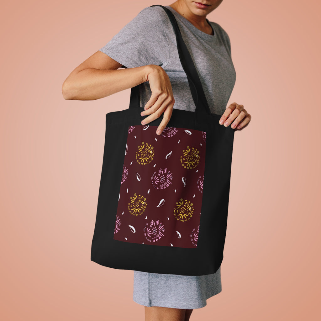 Maroon Abstract Cotton Tote Bag