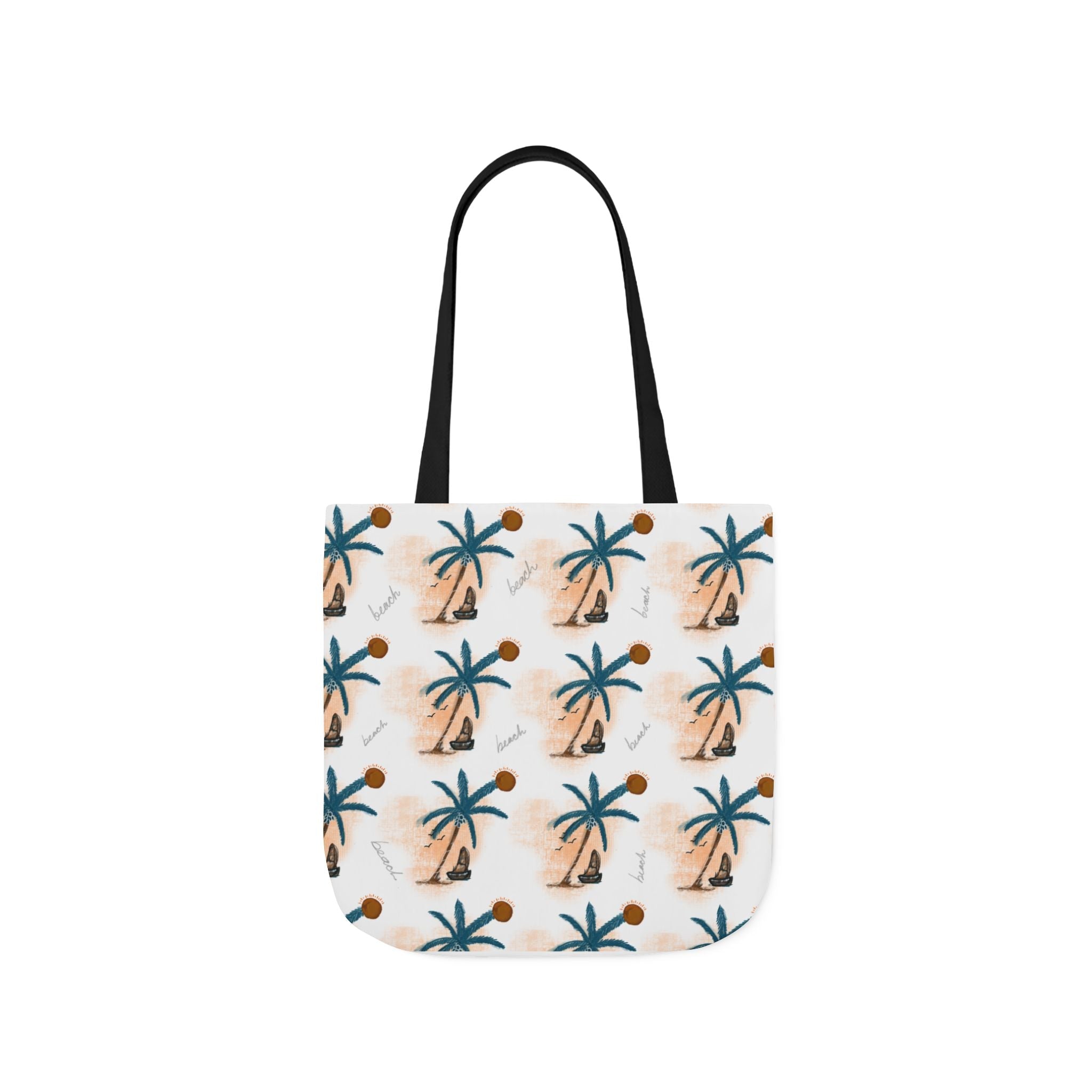 Beach Hand Drawn Art Canvas Tote Bag, 5-Color Straps Printify