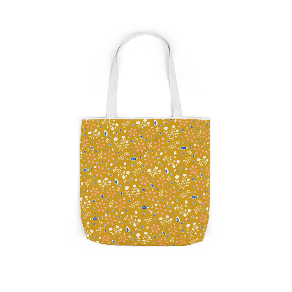 Golden Yellow Botanic Canvas Tote Bag, 5-Color Straps