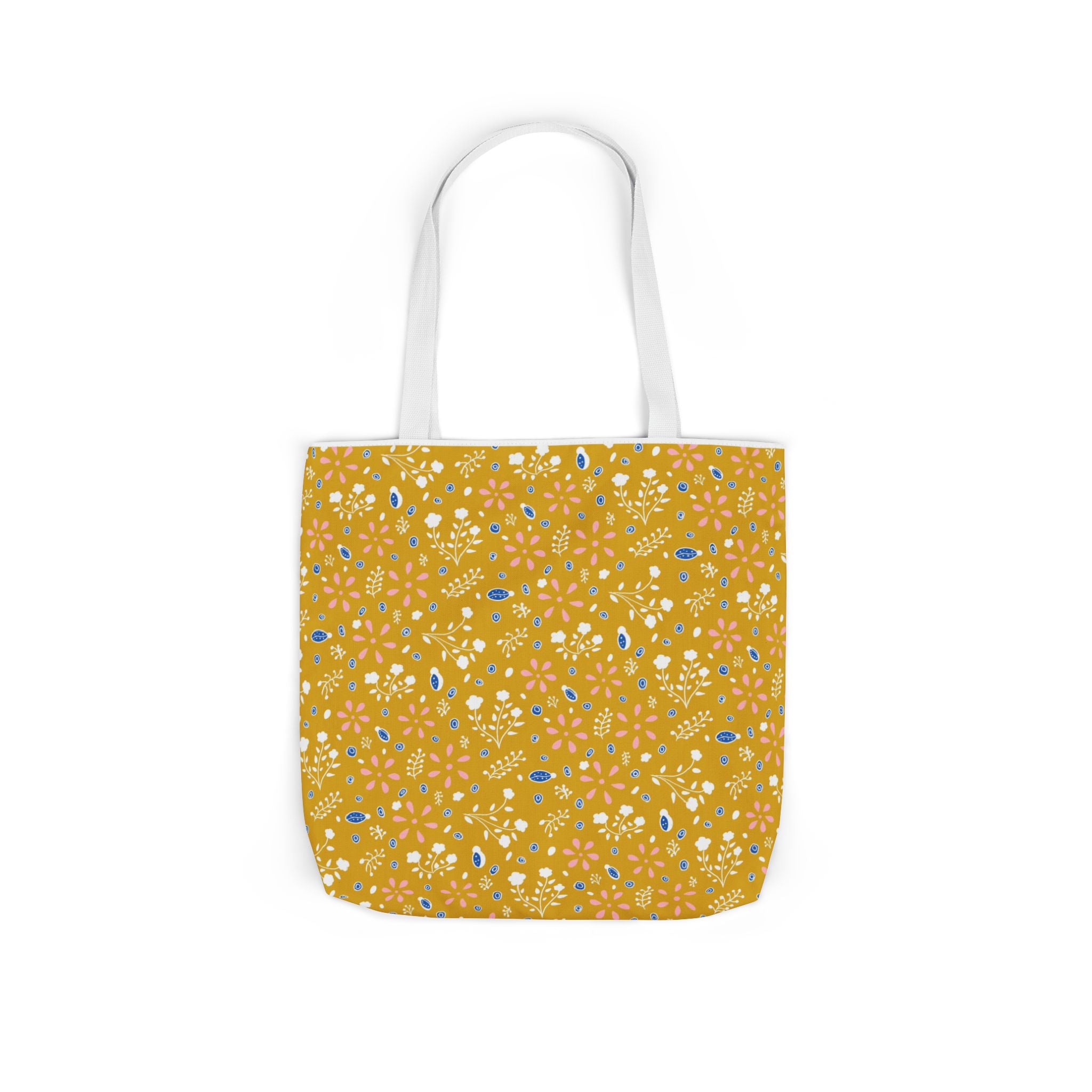 Golden Yellow Botanic Canvas Tote Bag, 5-Color Straps