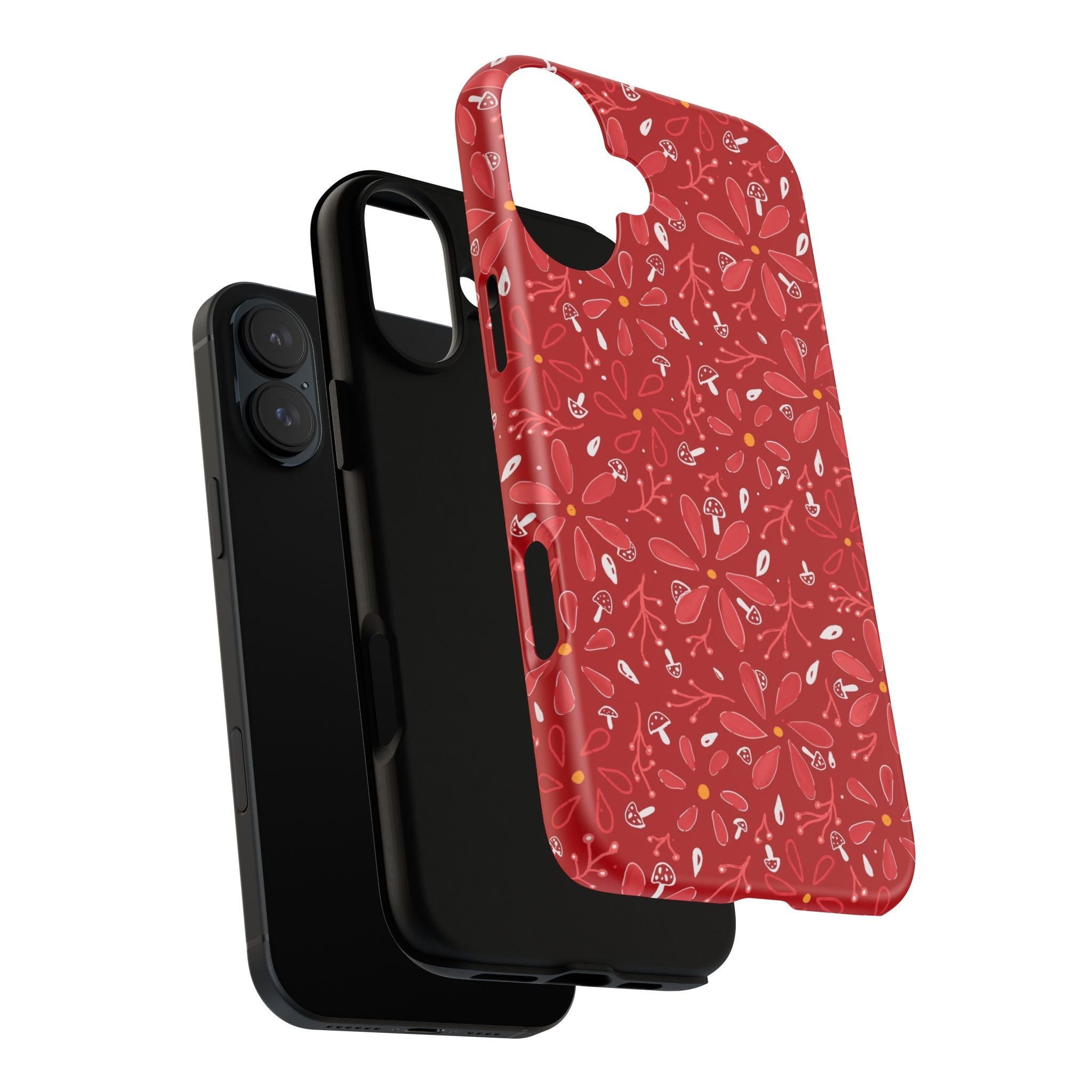 Red Flora Hand Designed Print Tough Cases Printify