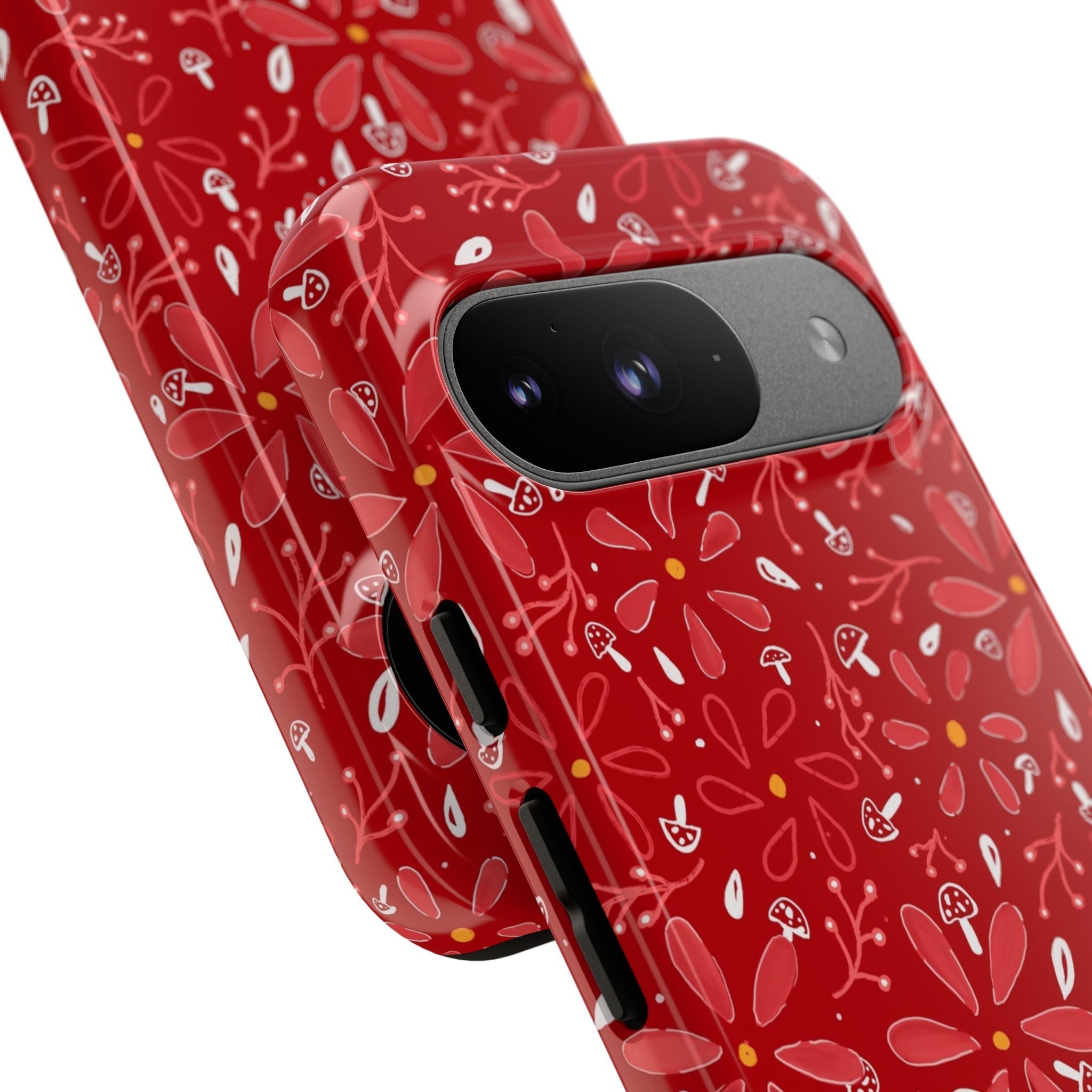 Red Flora Hand Designed Print Tough Cases Printify