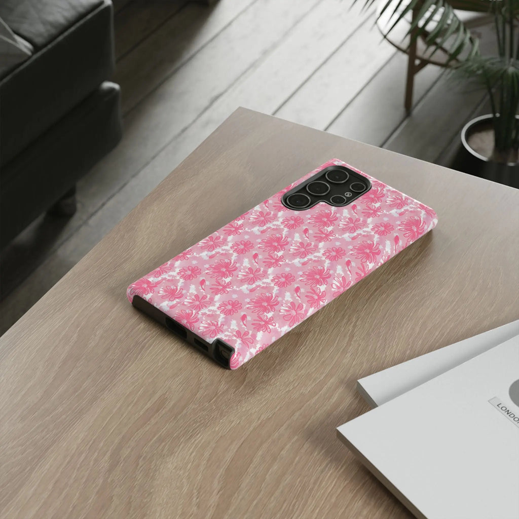 Flora Pink White Phone Case (Carry Original Art Drawn) Printify