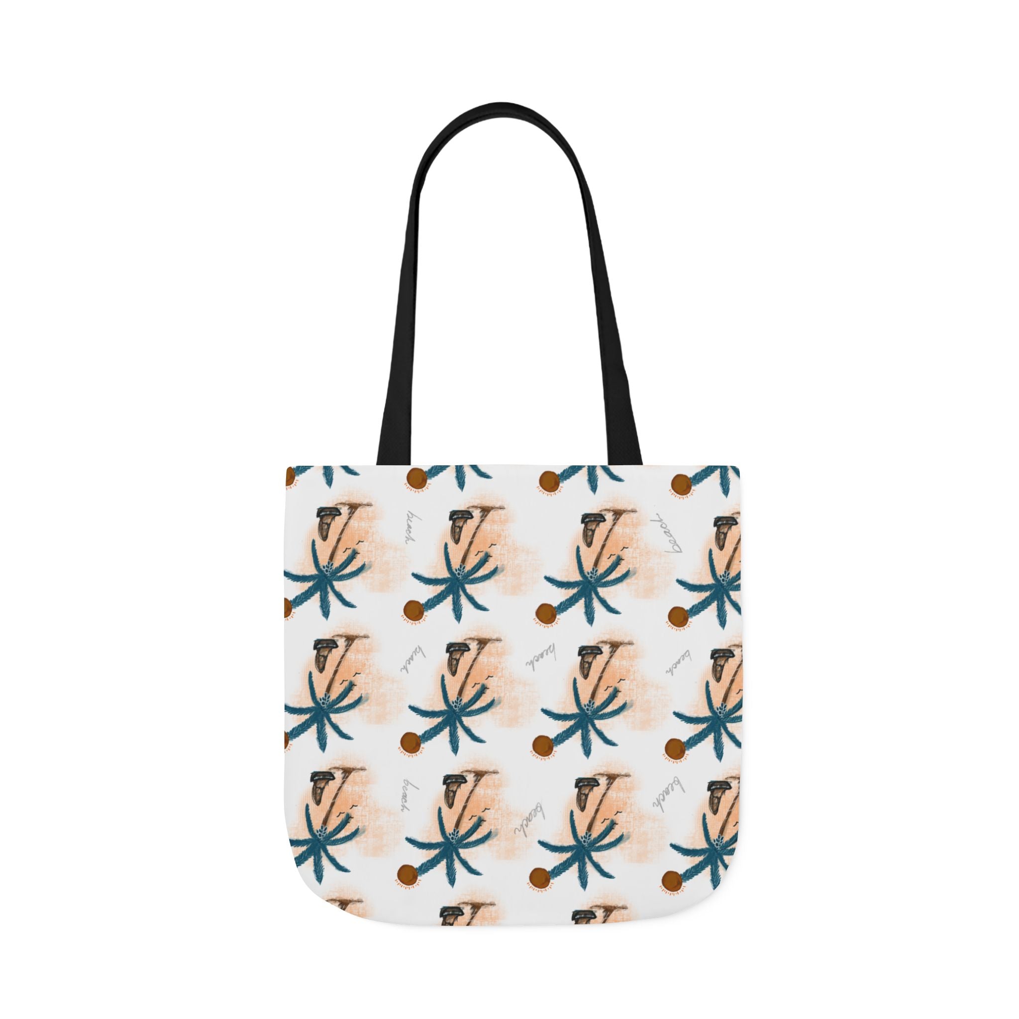 Beach Hand Drawn Art Canvas Tote Bag, 5-Color Straps Printify