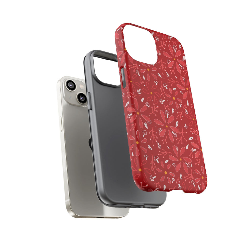 Red Flora Hand Designed Print Tough Cases Printify