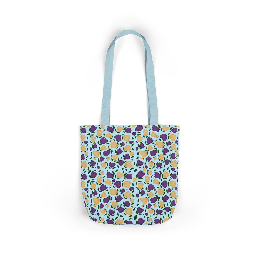 Blue Purple Cute Original Art Wild Flora Canvas Tote Bag, 5-Color Straps Printify