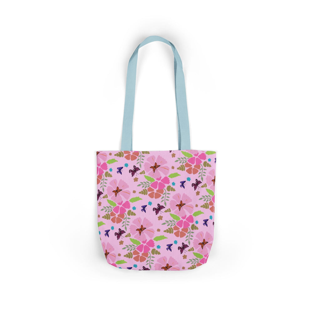 Pink Butterfly Garden Canvas Tote Bag, 5-Color Straps Printify