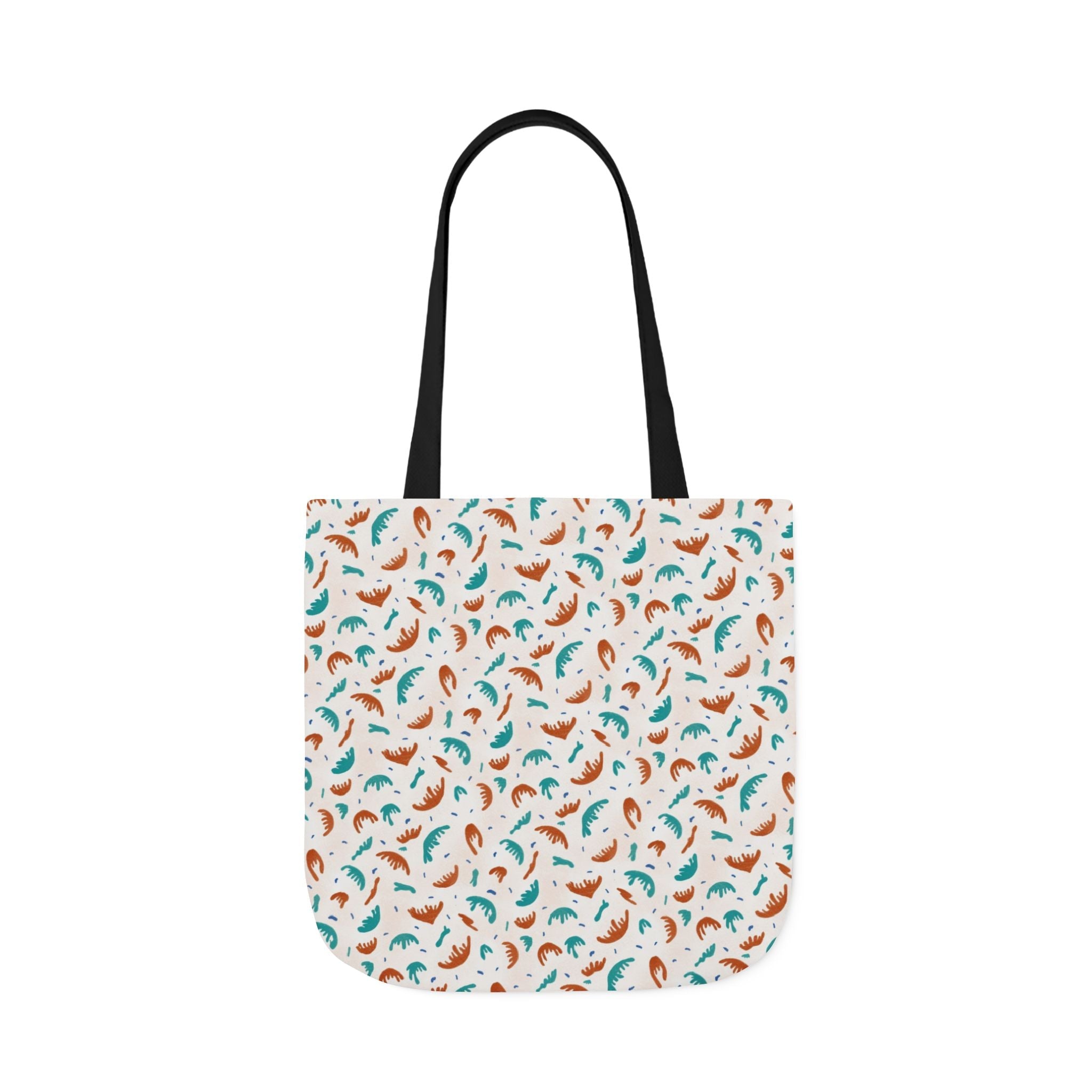 Abstract Hand Designed Print Canvas Tote Bag, 5-Color Straps Printify