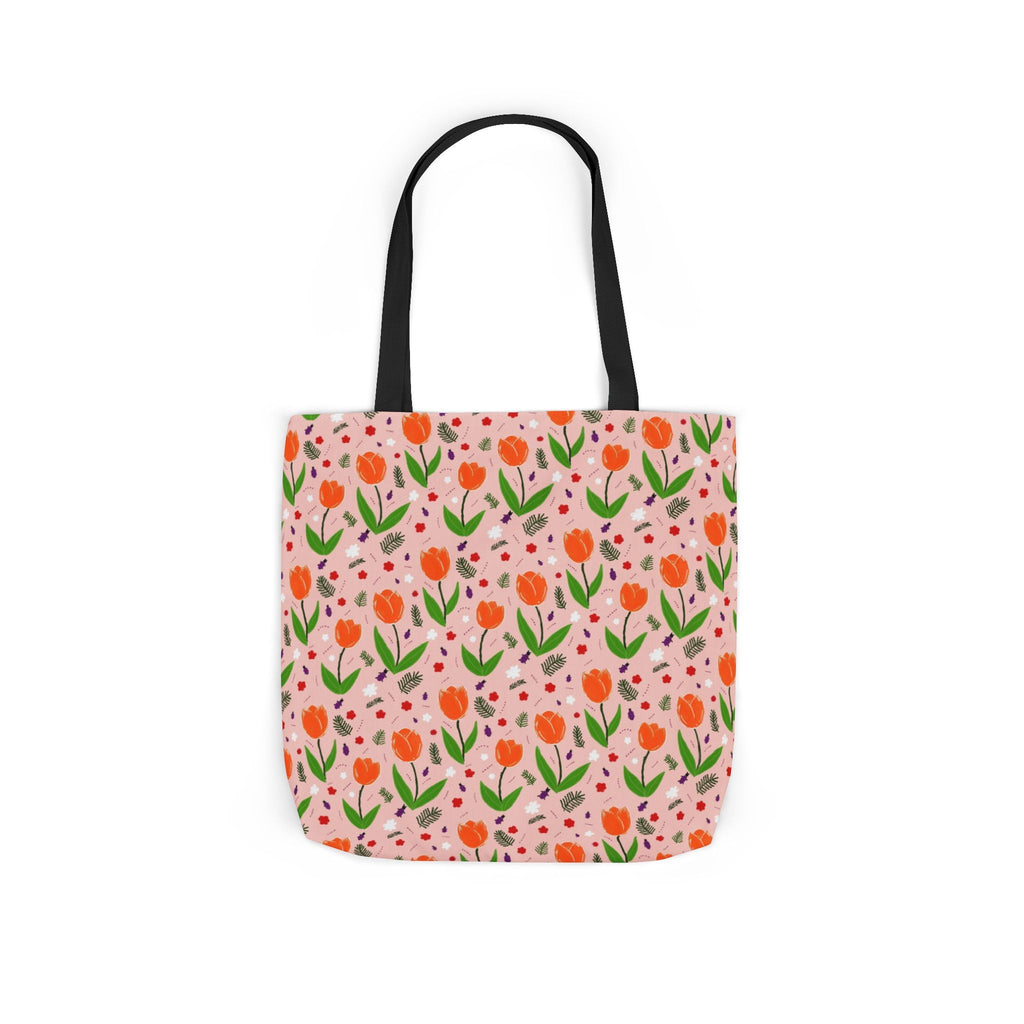 Orange Tulip Hand Designed Art Botanic Canvas Tote Bag, 5-Color Straps Printify