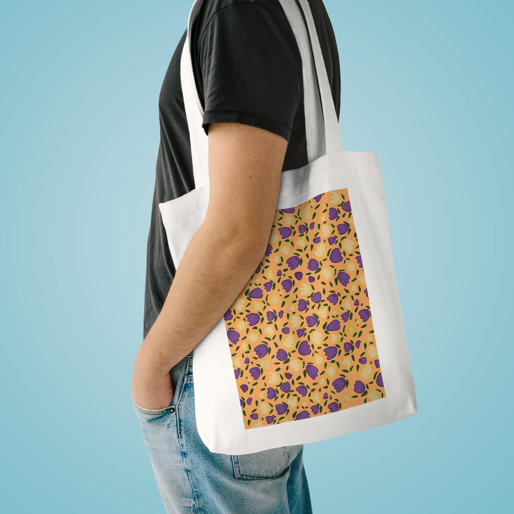 Wild Flora Orange Hand Design Cotton Tote Bag Printify