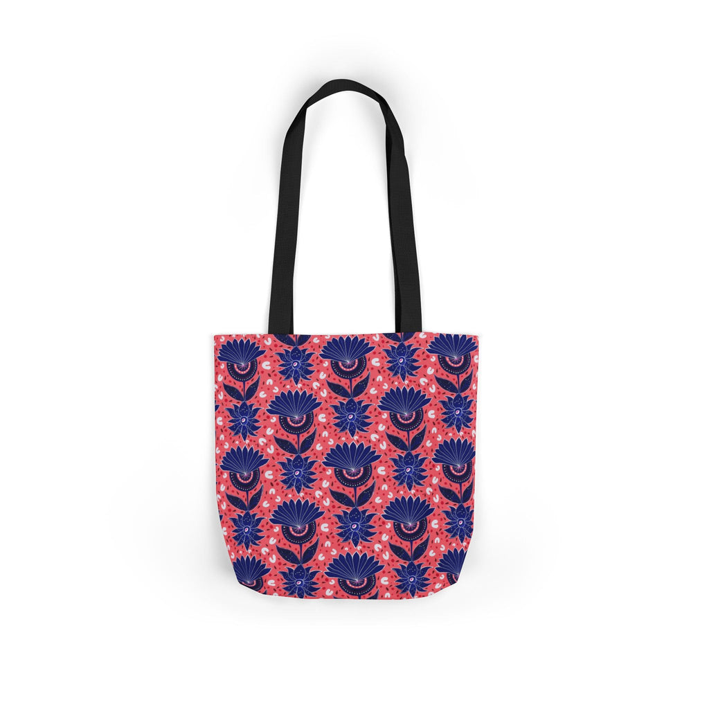 Blue Pink Botanic Canvas Tote Bag, 5-Color Straps Printify