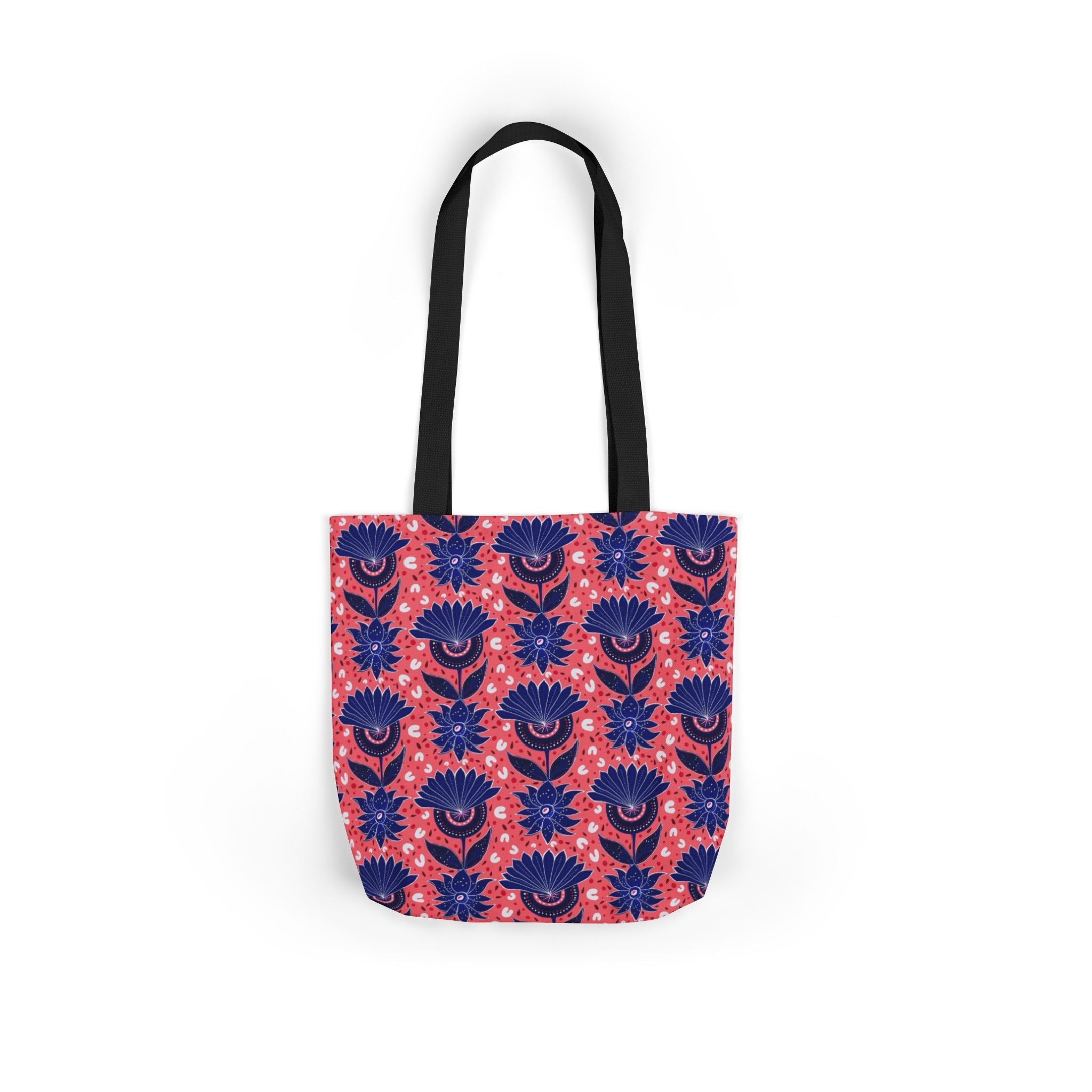Blue Pink Botanic Canvas Tote Bag, 5-Color Straps Printify