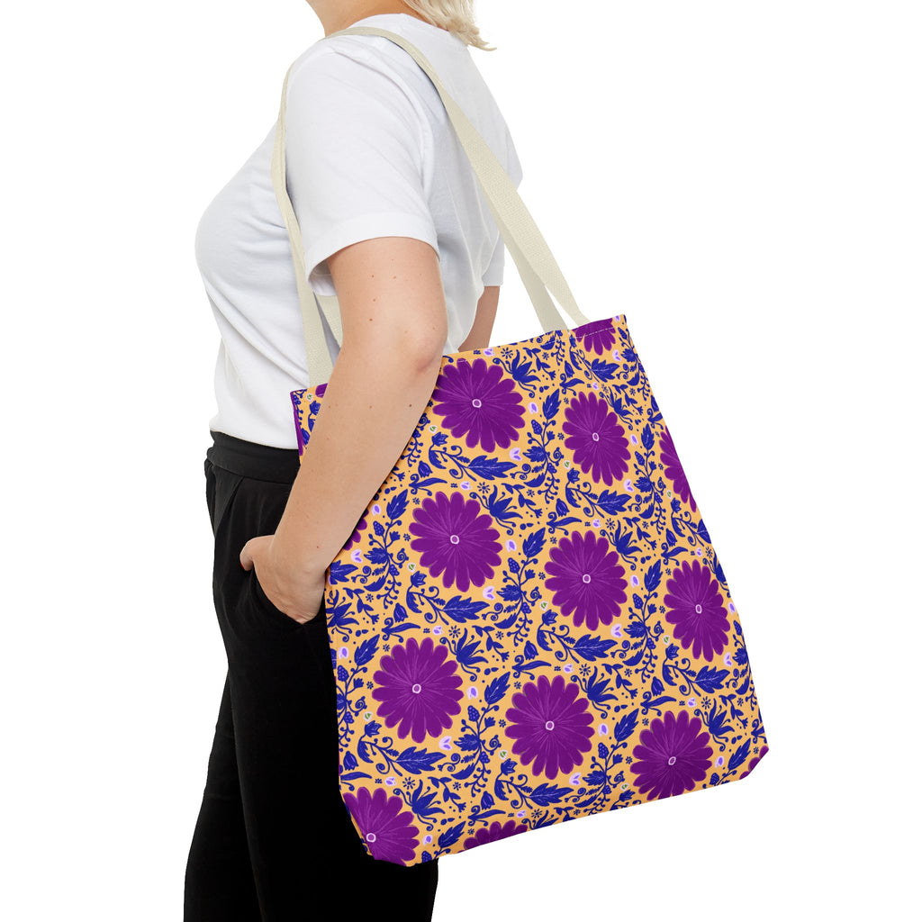 Botanic Susanah Purple Flower Print Tote Bag – Hand-Designed Print