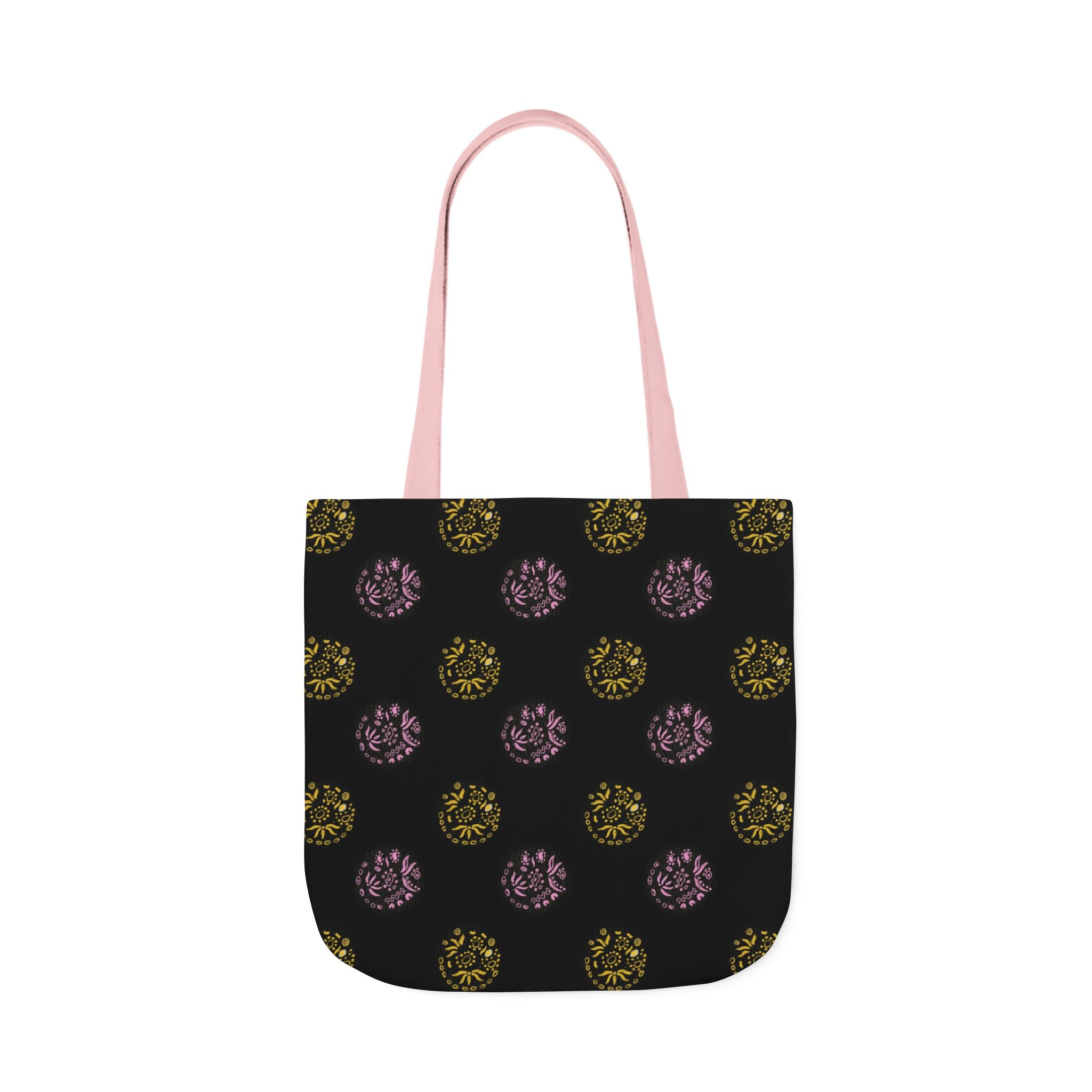 Black Abstract Canvas Tote Bag, 5-Color Straps