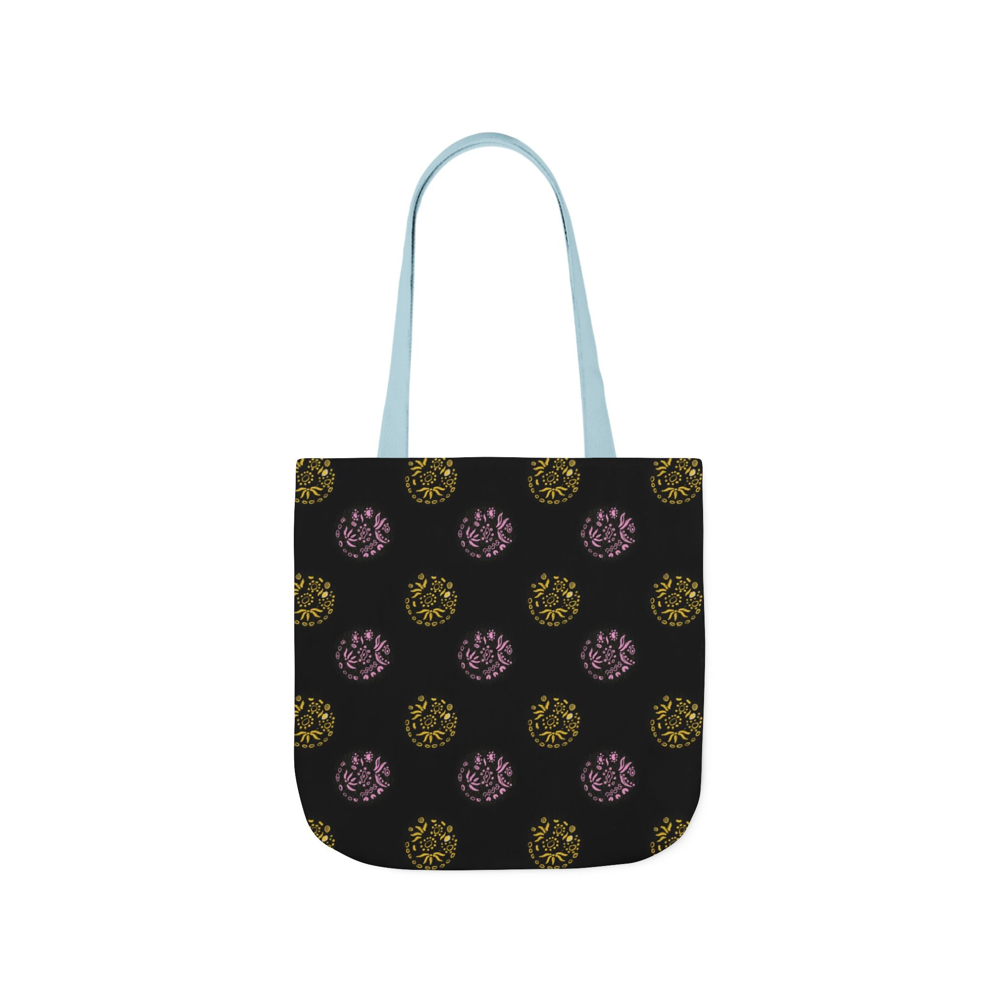 Black Abstract Canvas Tote Bag, 5-Color Straps